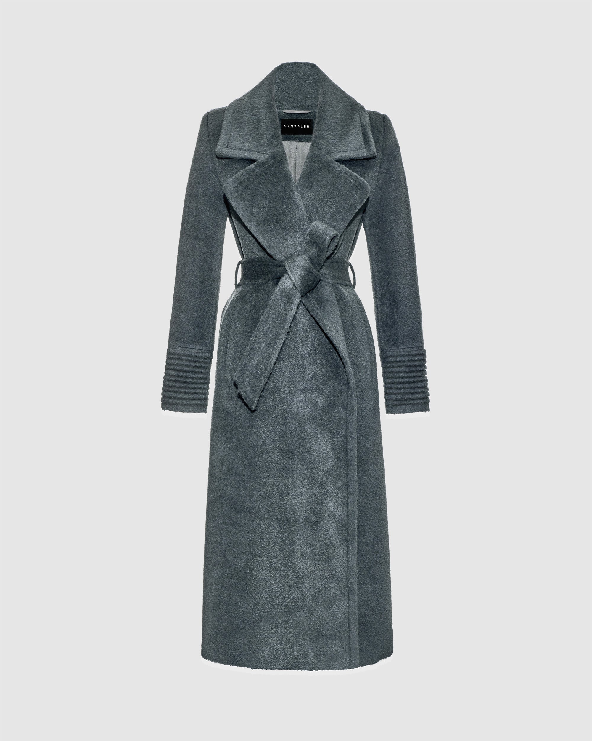 Alpaca Notched Collar Wrap Graphite Coat | SENTALER