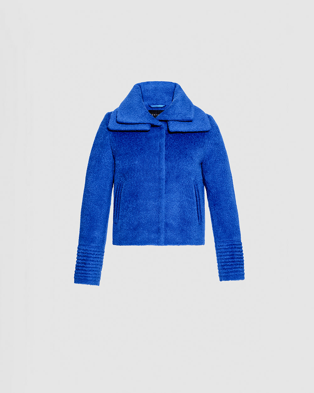 Hooded jacket in alpaca wool, blue popular tones, size XS-XL