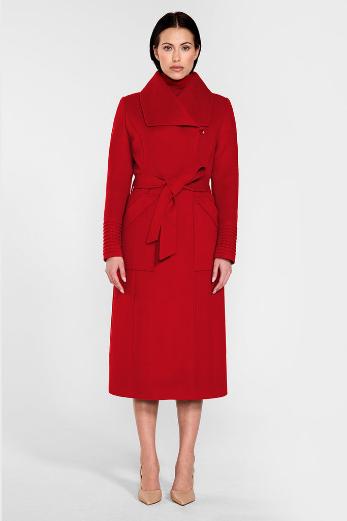 Gabella wide collar outlet long wool wrap coat