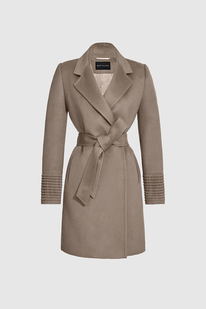 Mid Length Notched Collar Wrap Coat