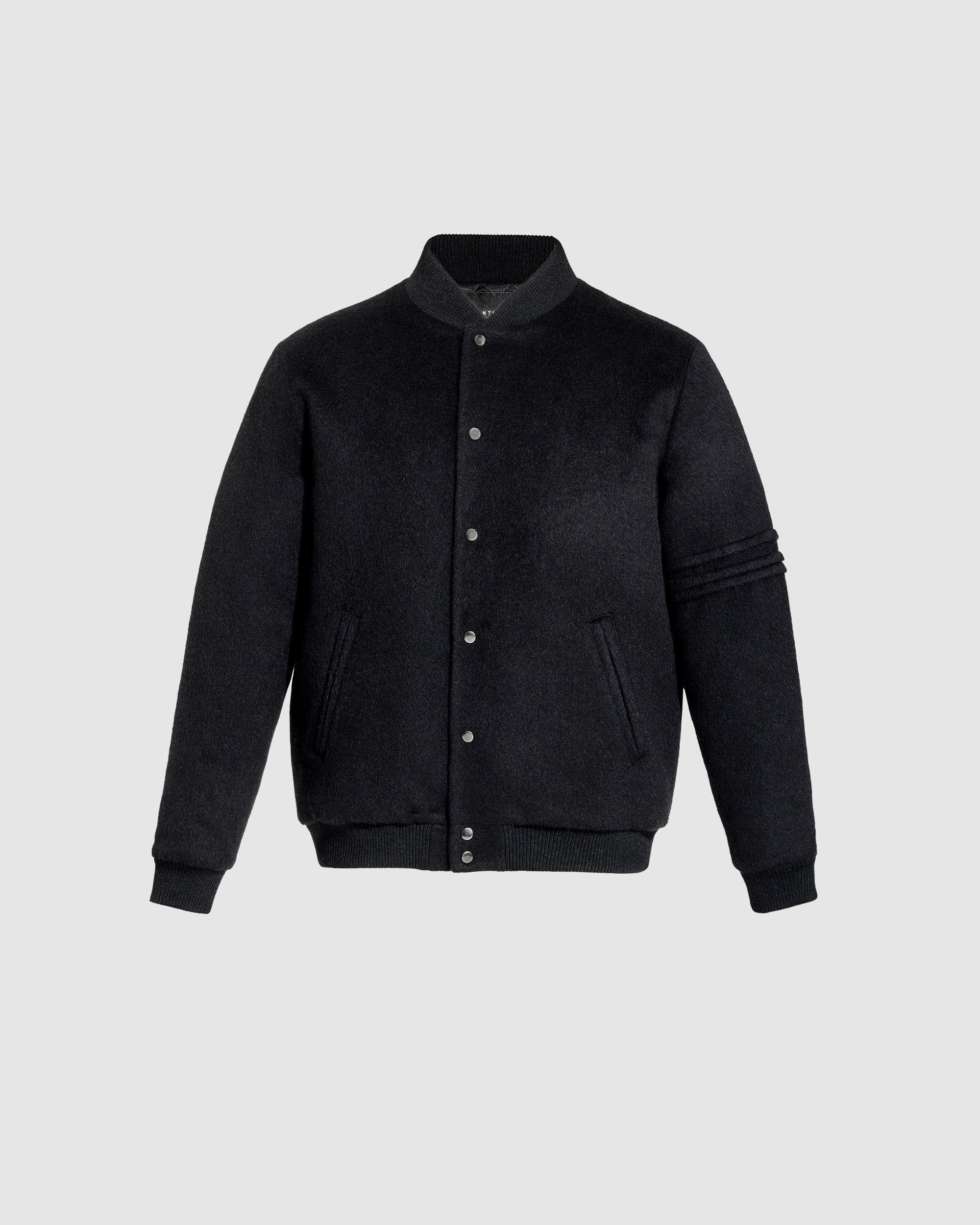 Baby Alpaca Varsity Black Jacket SENTALER