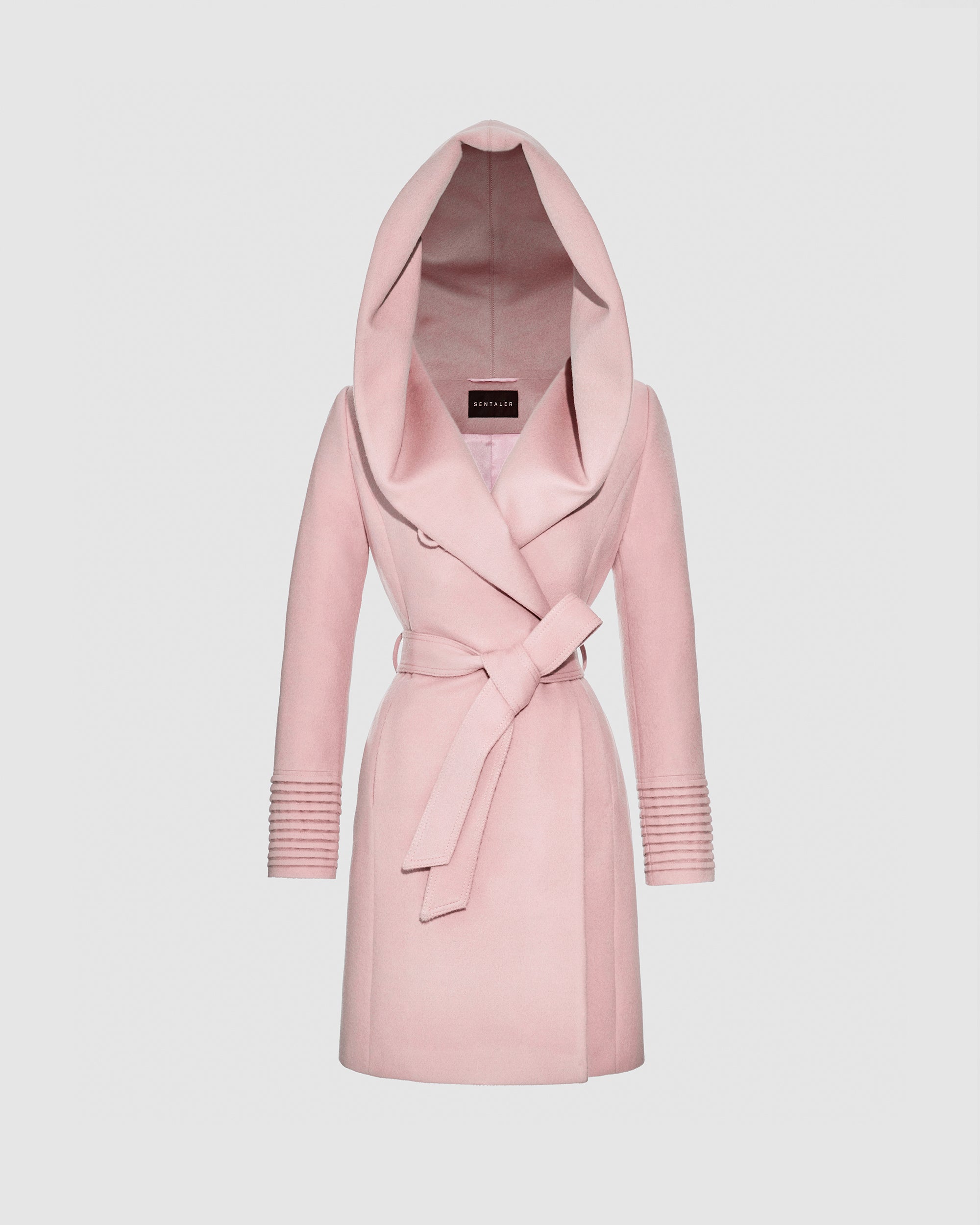Baby Alpaca Mid Length Hooded Wrap Coat - Pink Frost – SENTALER