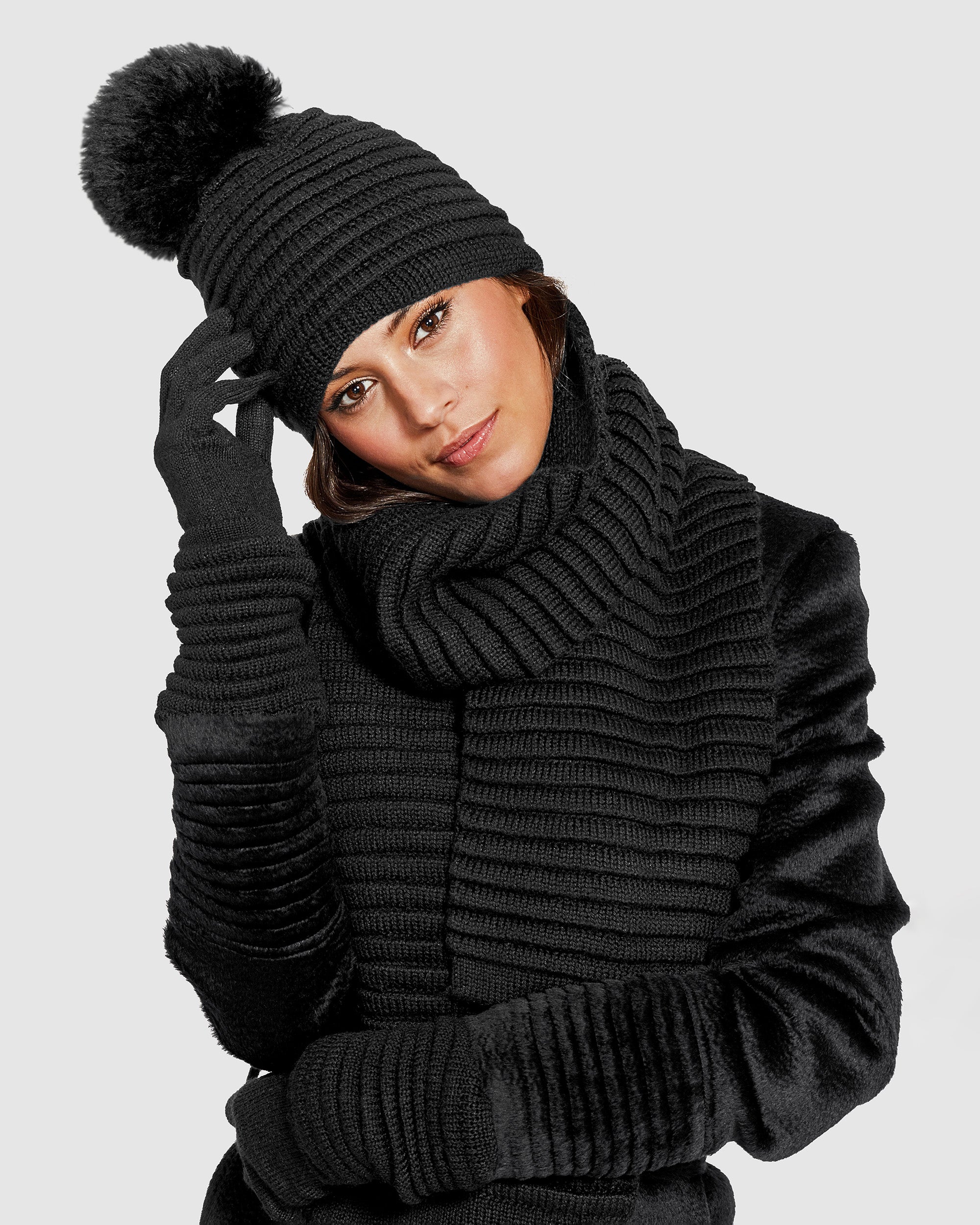 Adult Ribbed Black Scarf | SENTALER