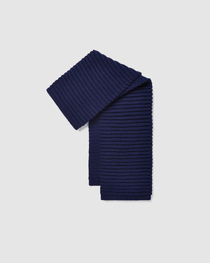 Sentaler kids (6-14 years) ribbed navy winter scarf made of Baby Alpaca fabric, displayed on a white background.