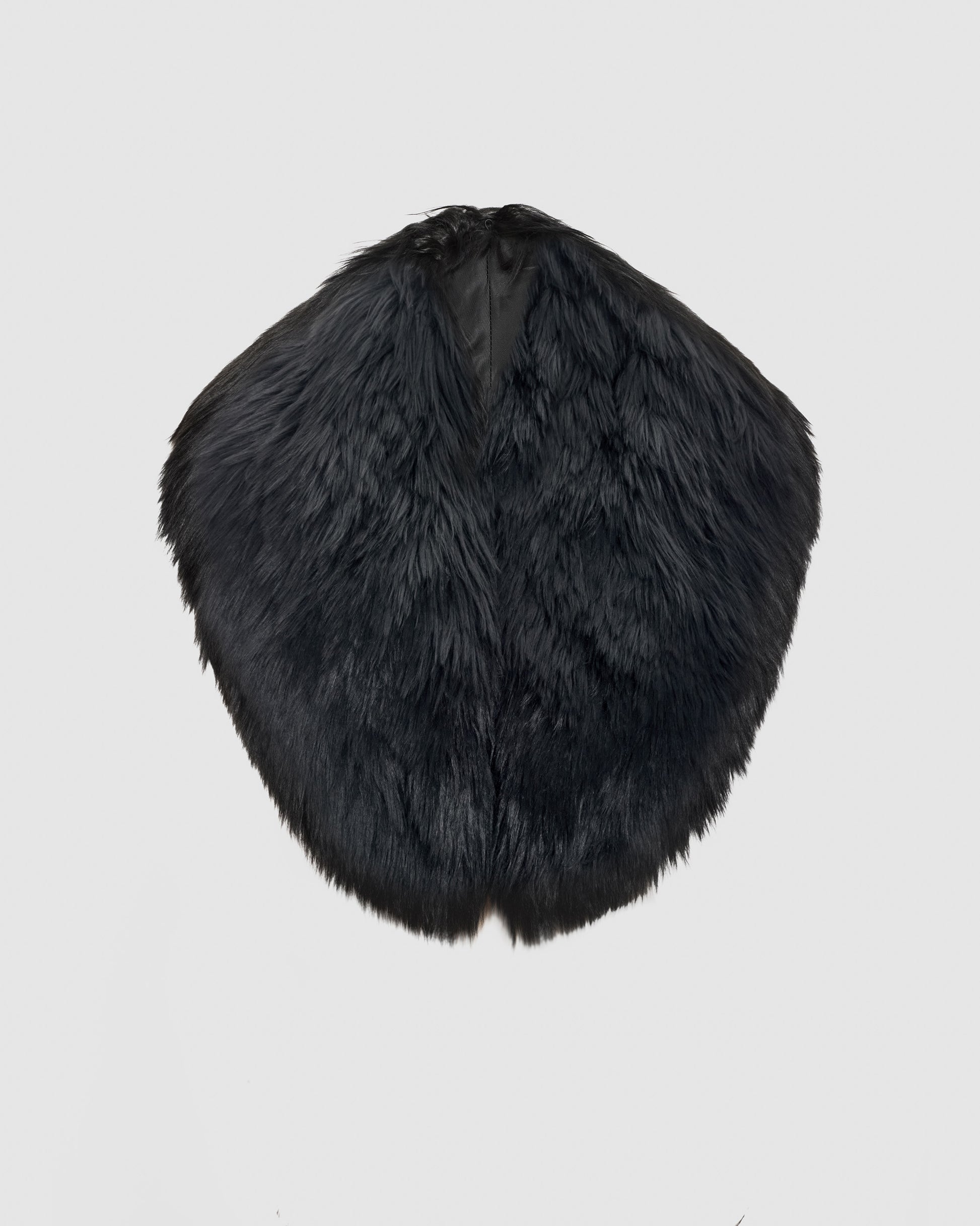 Sentaler black alpaca shearling shawl collar for coats and blazers, displayed on a white background.