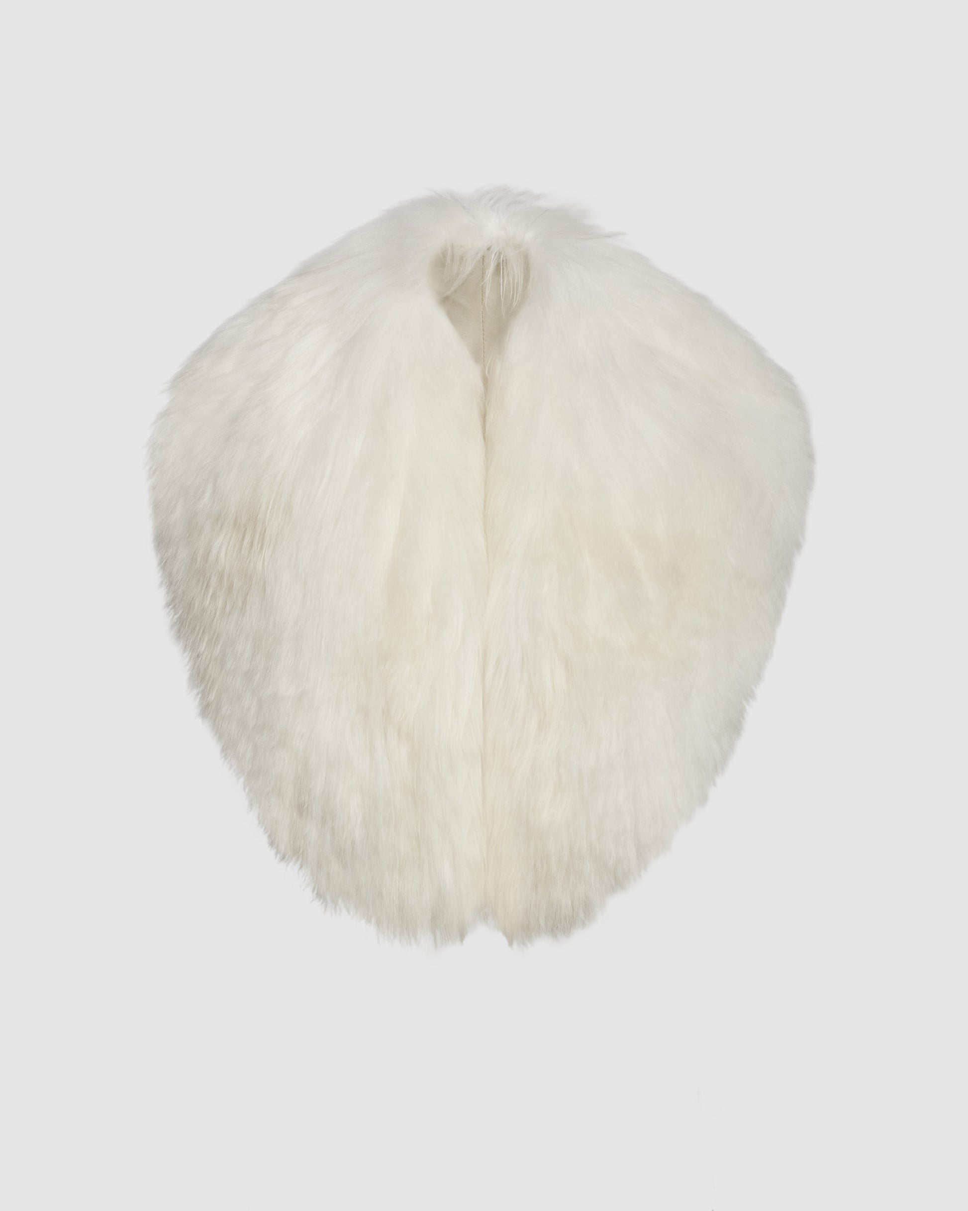 Sentaler ivory alpaca shearling shawl collar for coats and blazers, displayed on a white background.