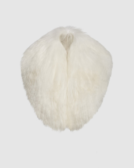 Sentaler ivory alpaca shearling shawl collar for coats and blazers, displayed on a white background.