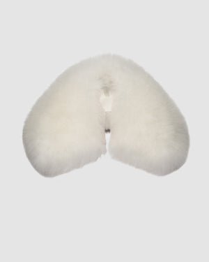 Sentaler ivory alpaca shearling spread collar for coats and blazers, displayed on a white background.