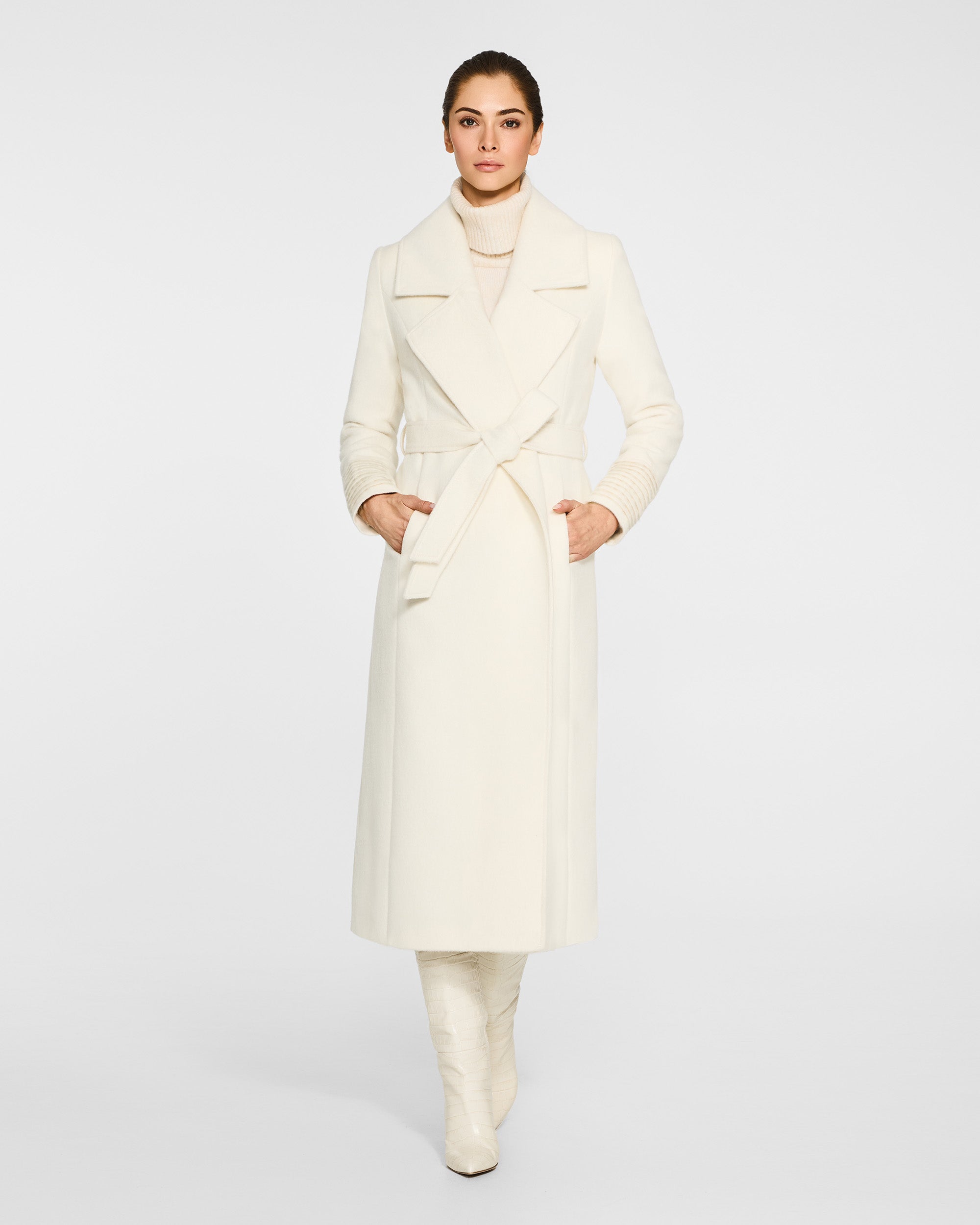 【新品】l-a-t-o Hand Made Alpaca Coat ivory Alpaca Long Large Notched Wrap Ivory Coat | SENTALER