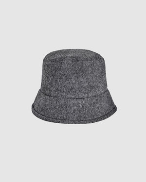 Sentaler Baby Alpaca Bucket Grey Mélange Hat in Bouclé Alpaca wool, displayed on a white background.