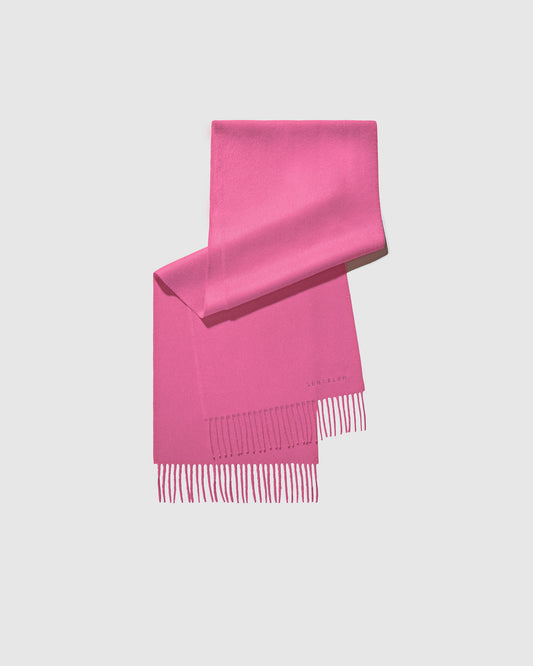 Sentaler Cosmetic Pink Baby Alpaca Classic Scarf in Alpaca yarn displayed on a white background. 