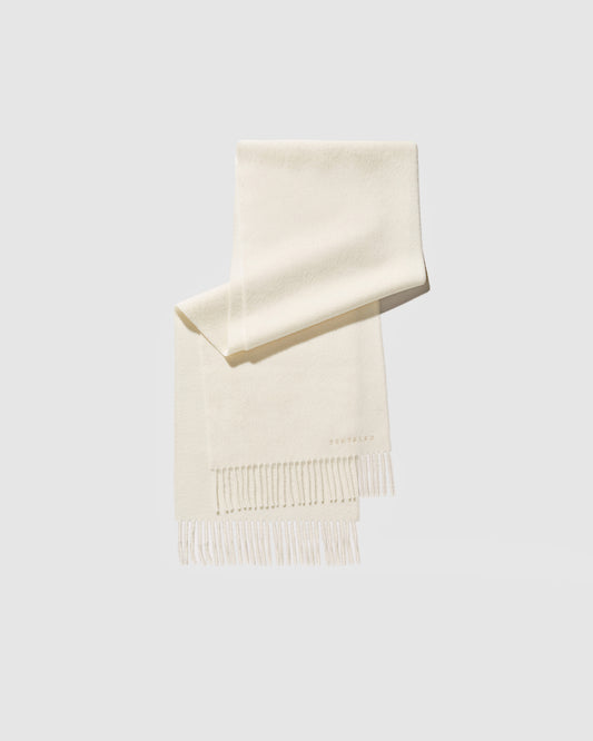 Sentaler Ivory Baby Alpaca Classic Scarf in Alpaca yarn displayed on a white background. 