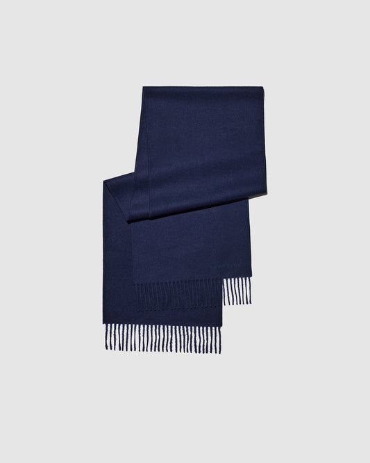 Sentaler Navy Baby Alpaca Classic Scarf in Alpaca yarn displayed on a white background. 