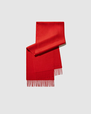 Sentaler Red Baby Alpaca Classic Scarf in Alpaca yarn displayed on a white background. 