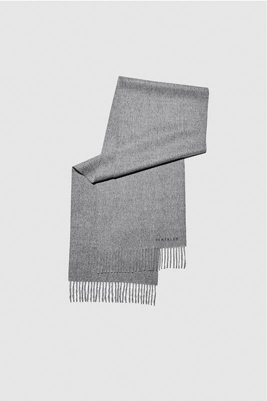 Sentaler Baby Alpaca Classic Scarf featured in Baby Alpaca and available in Shale Grey. Seen as off figure folded.