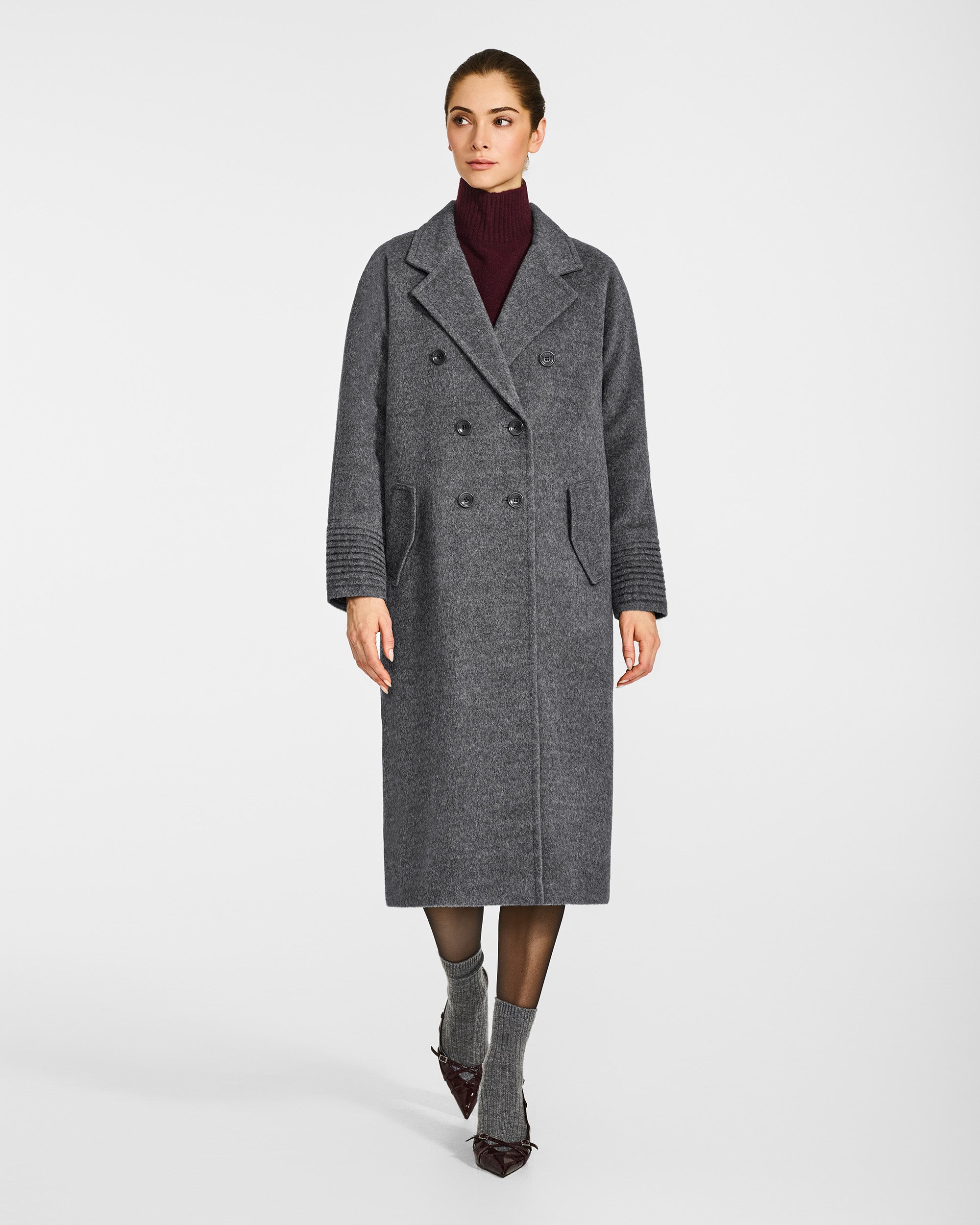 Long Double Breasted Coat - Grey – SENTALER