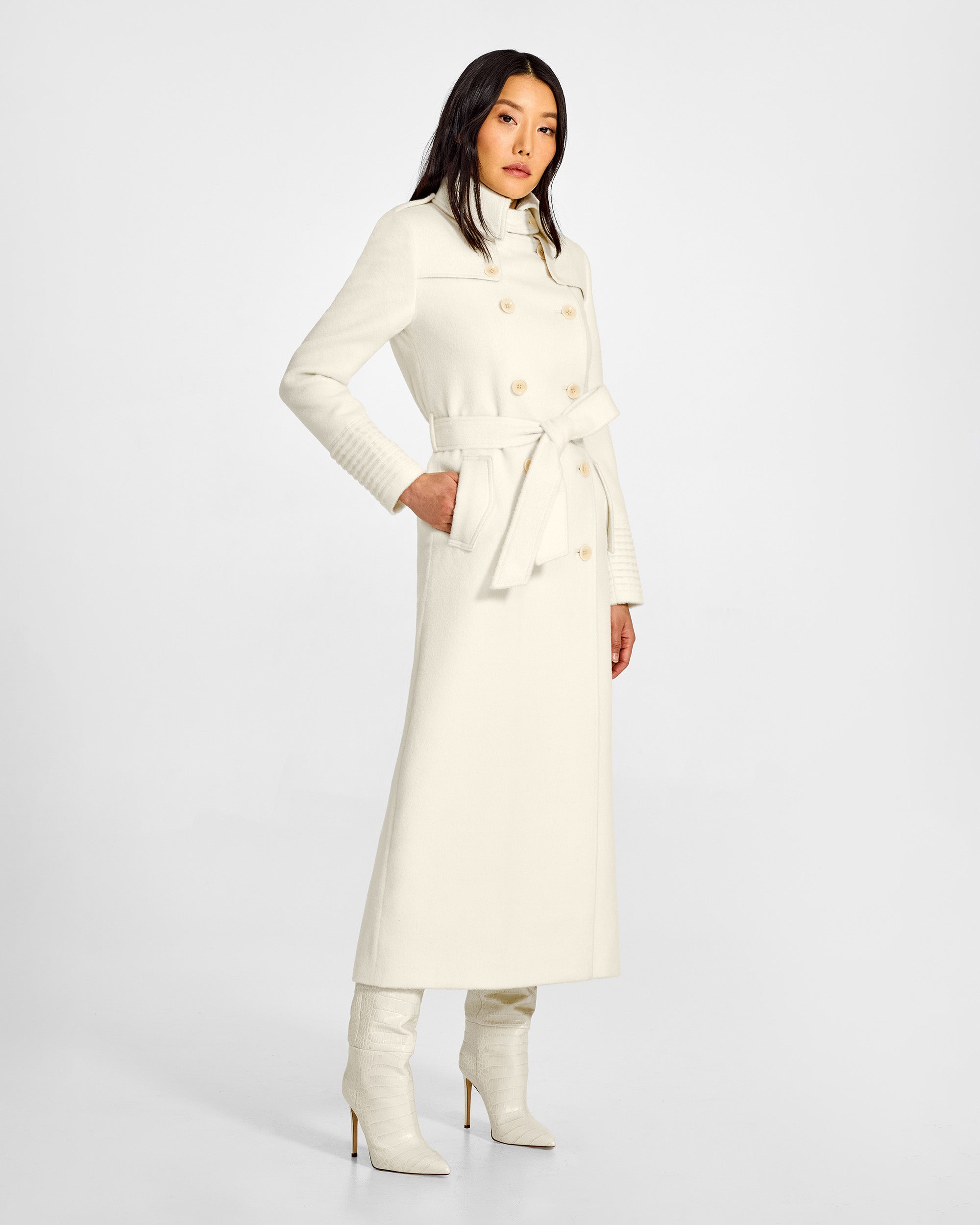 Baby Alpaca Maxi Trench Ivory Coat | SENTALER