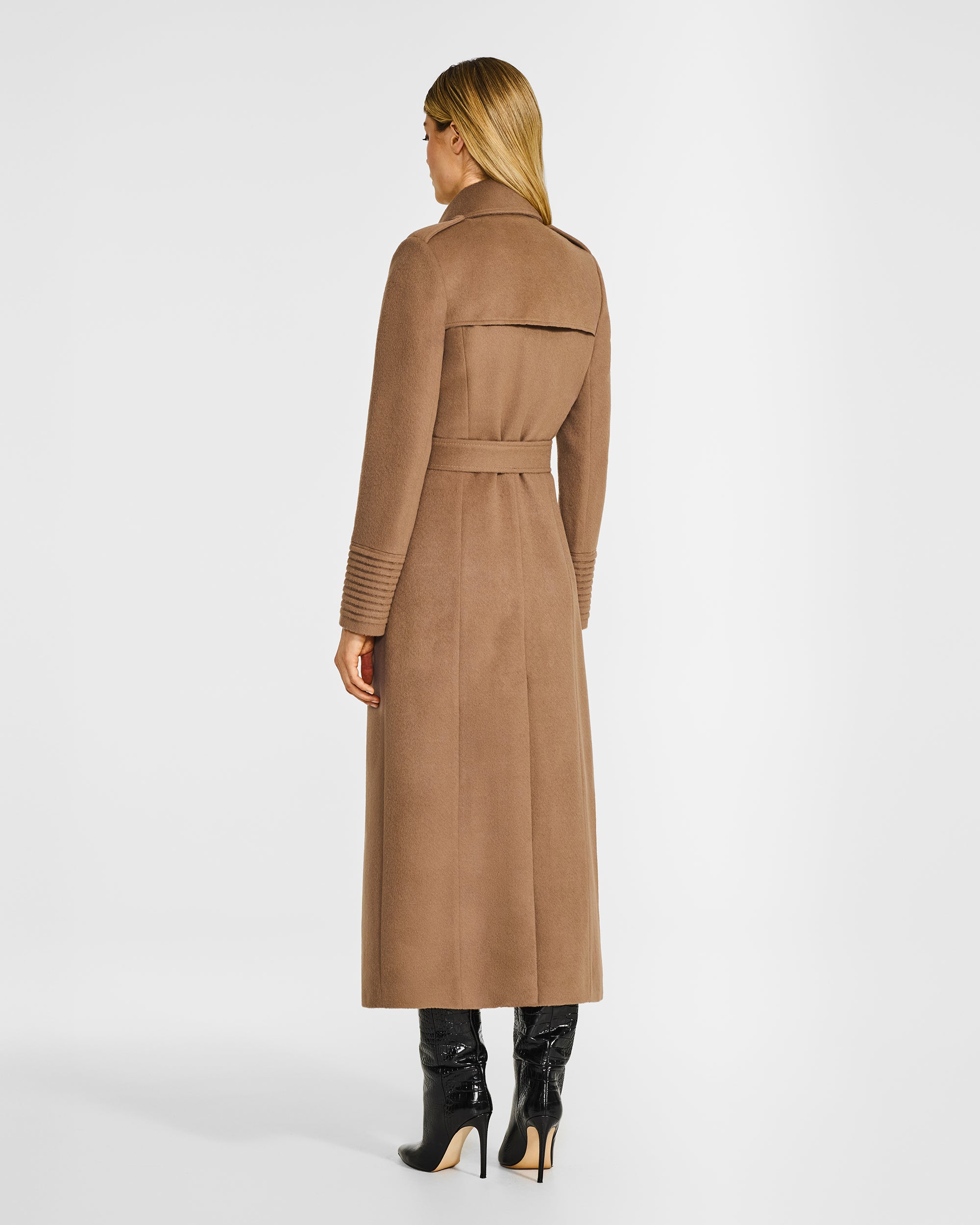 Baby Alpaca Maxi Trench Dark Camel Coat | SENTALER