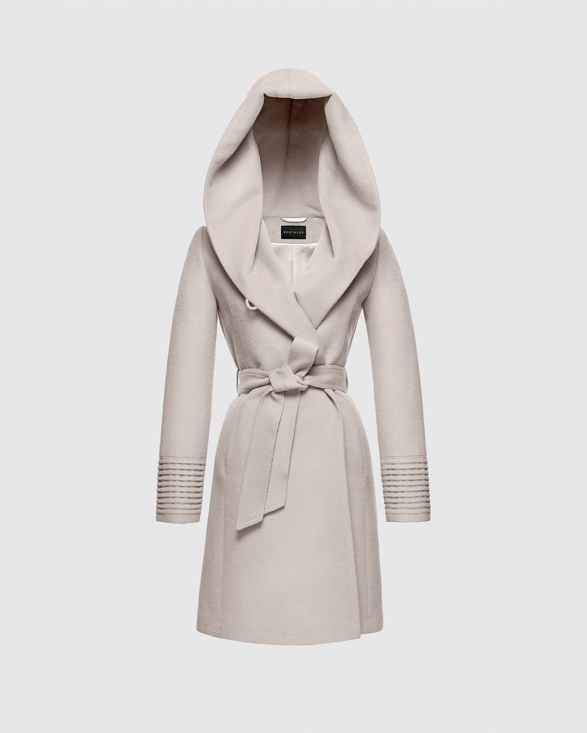 The Baby Alpaca Mid Length Hooded Wrap Coat – SENTALER