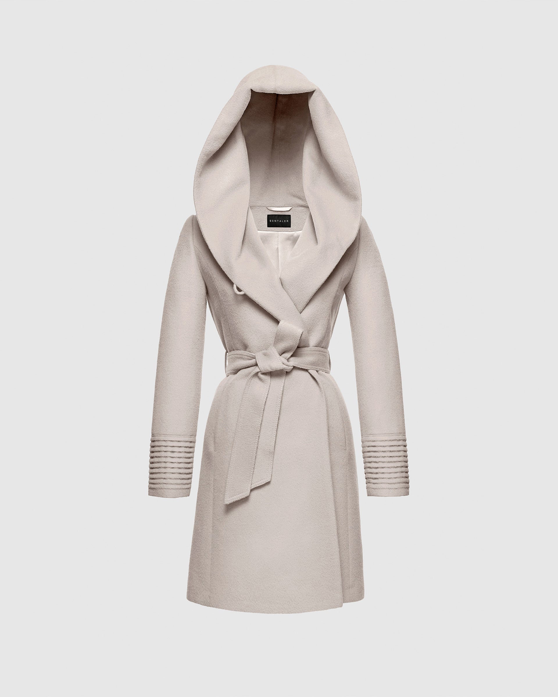 Alpaca Mid Length Hooded Wrap Coat