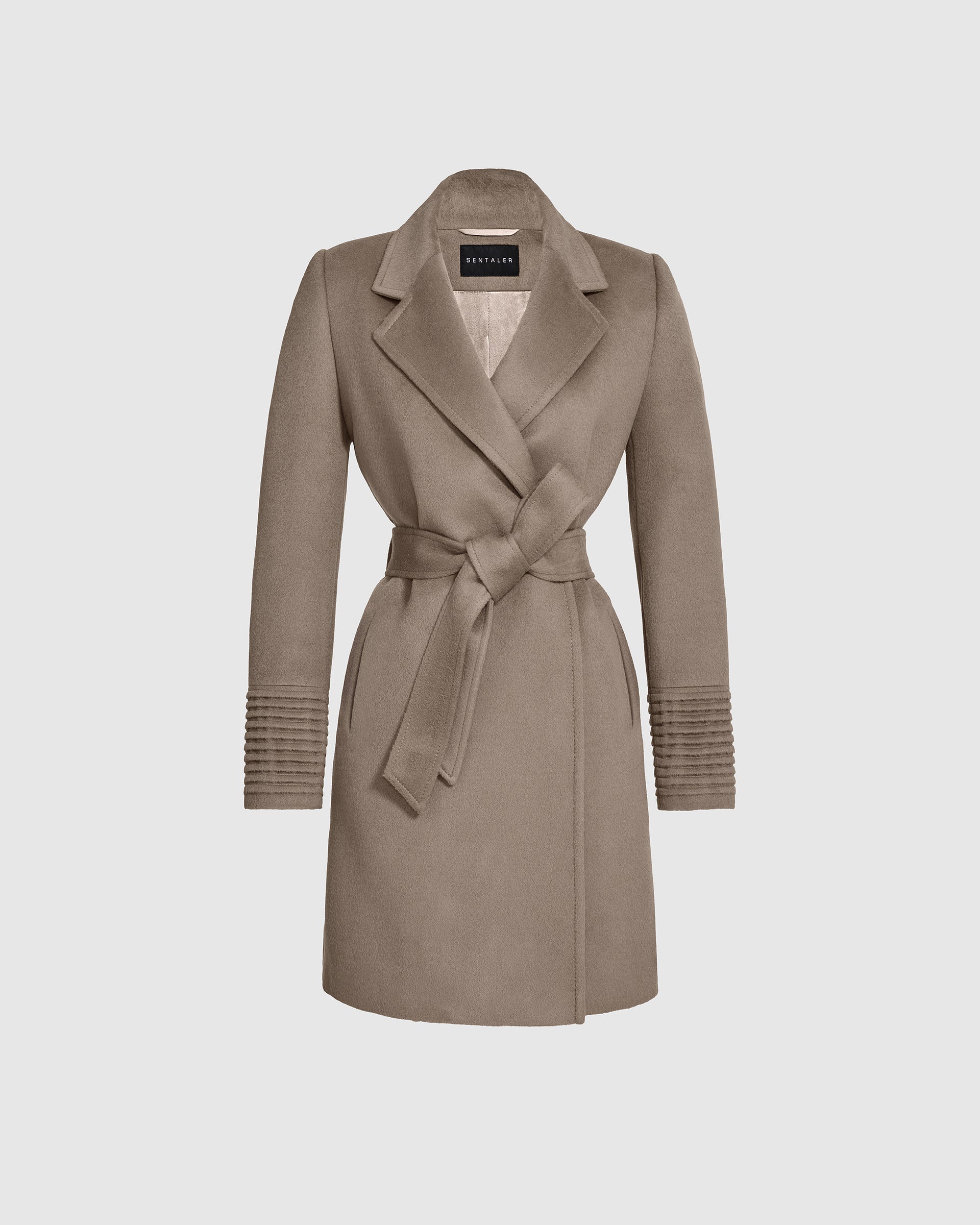 Alpaca Mid Length Notched Collar Wrap Coat