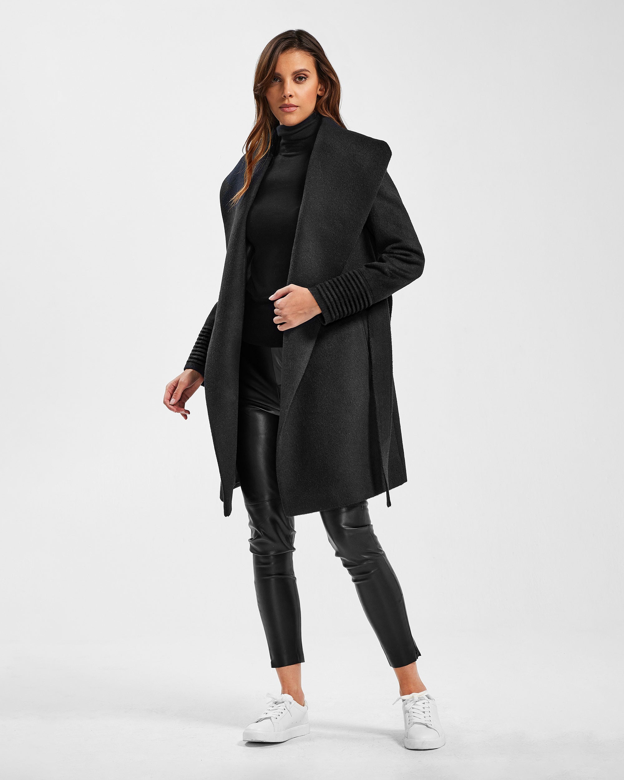 Baby Alpaca Mid Length Shawl Collar Wrap Coat – SENTALER