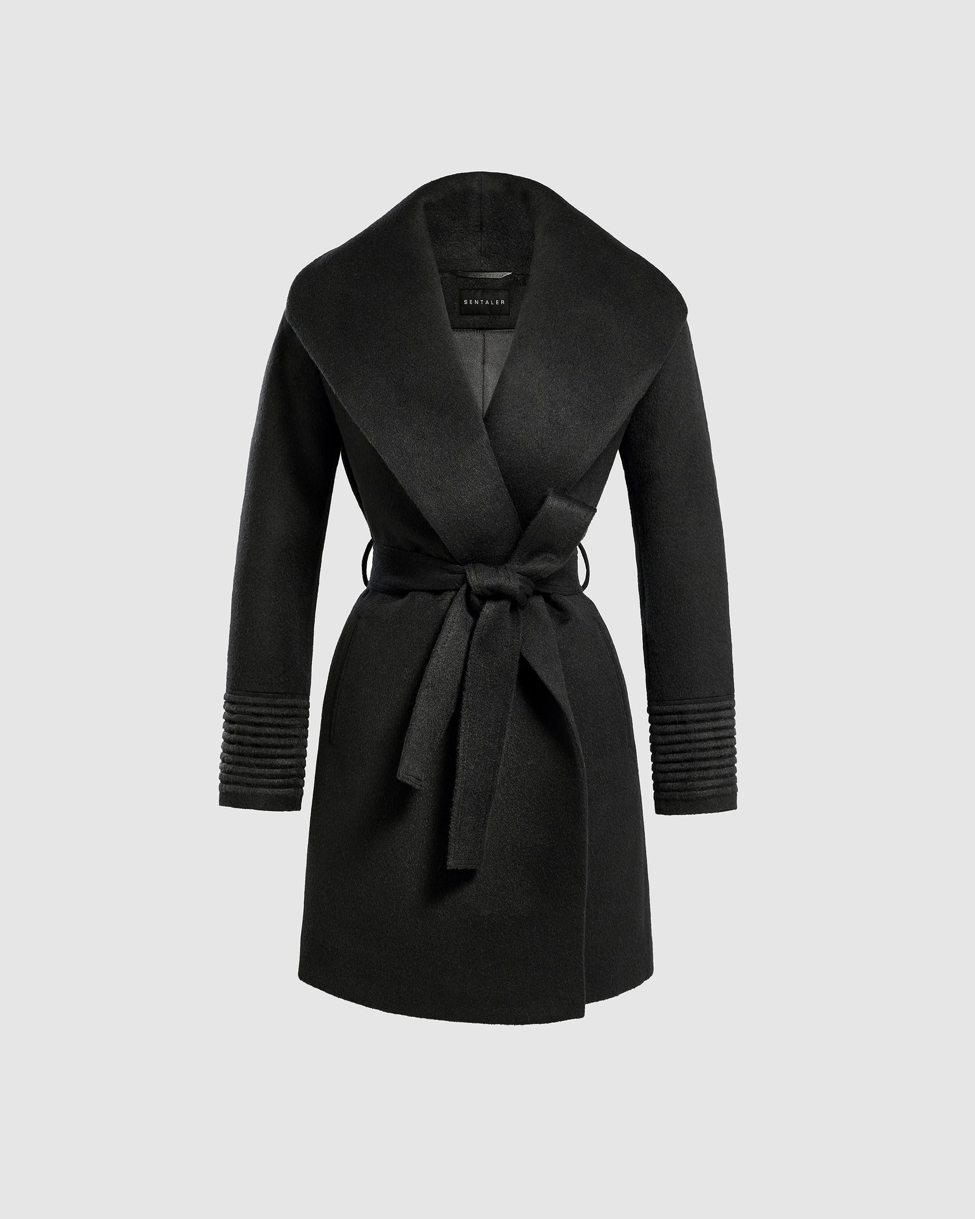 Alpaca Mid Length Shawl Collar Wrap Coat