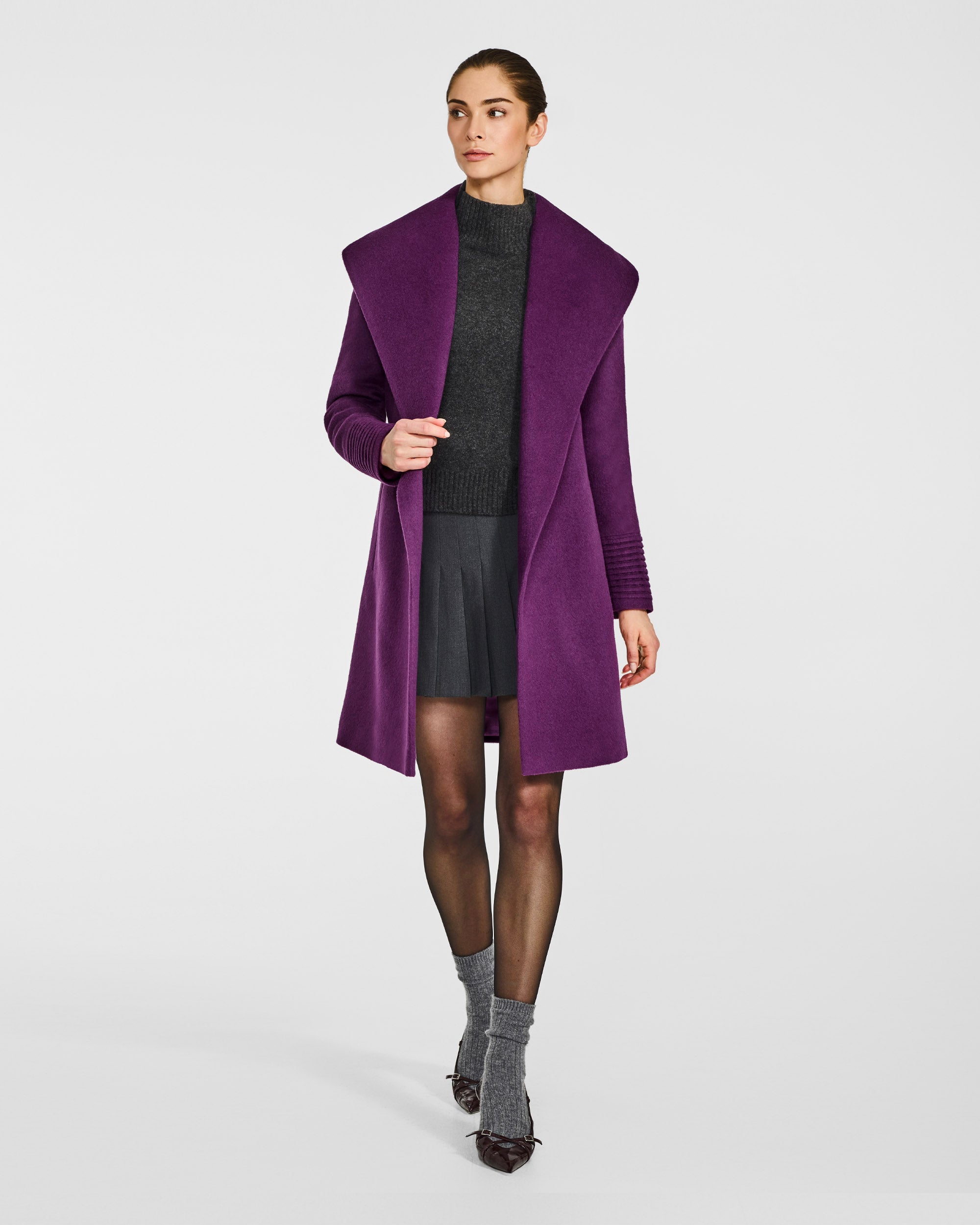 Baby Alpaca Mid Length Shawl Collar Wrap Coat – SENTALER
