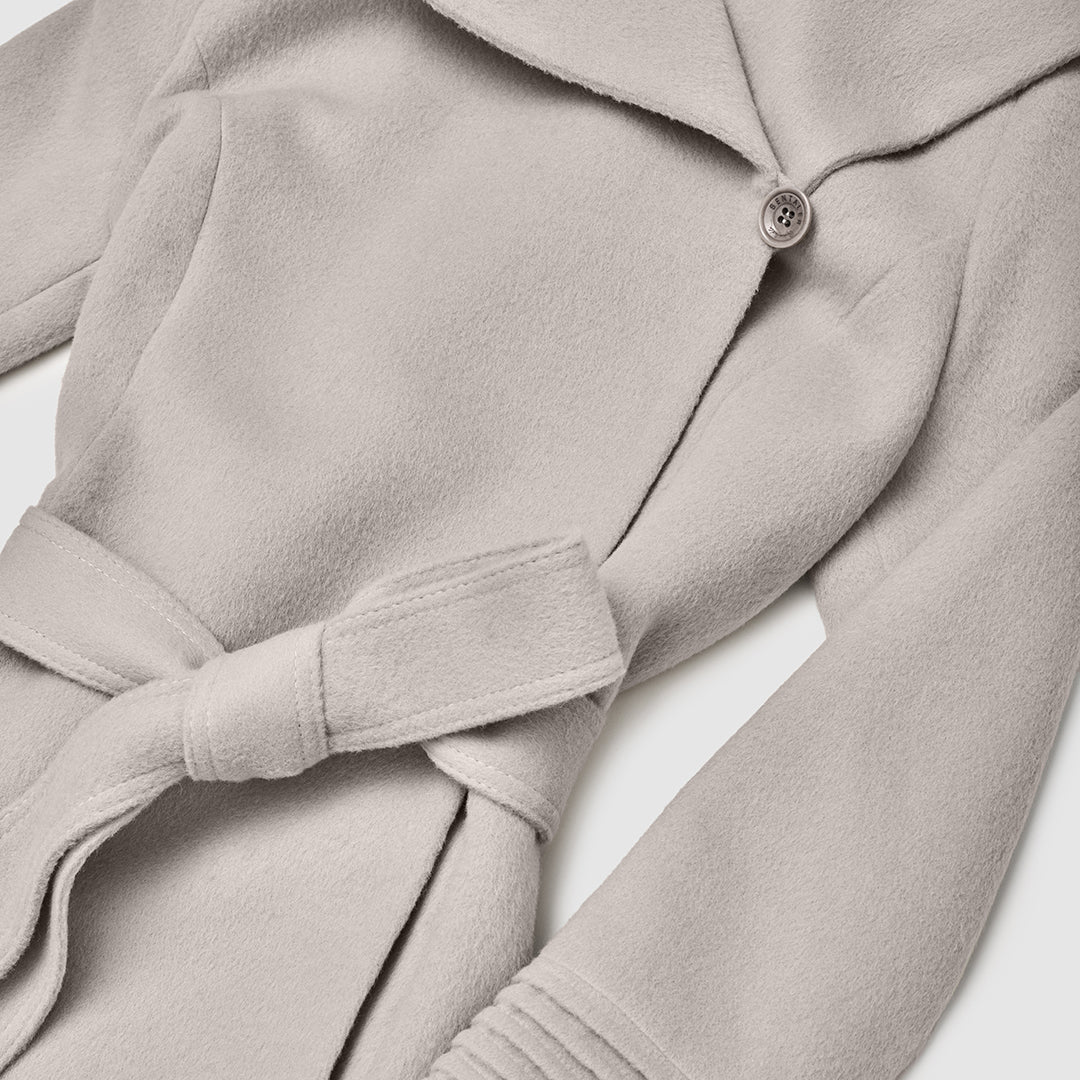 Mid Length Hooded Wrap Bleeker Beige Coat | SENTALER