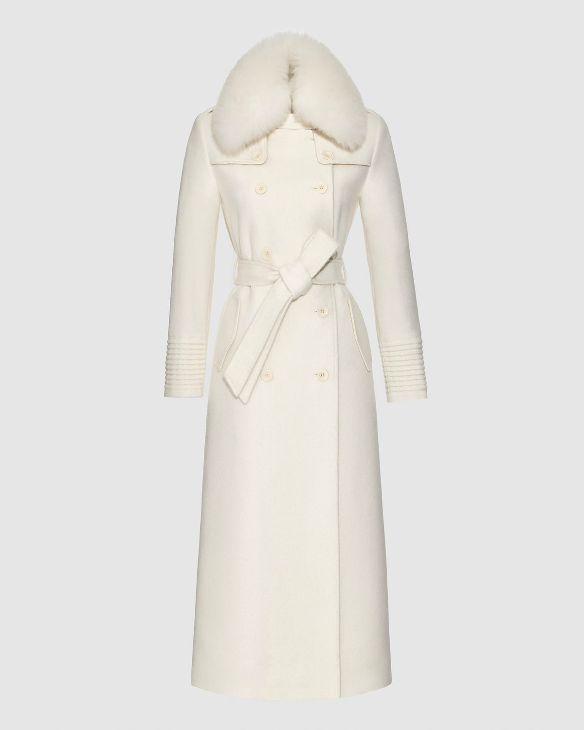 Alpaca Maxi Trench Coat Alpaca Shearling Collar