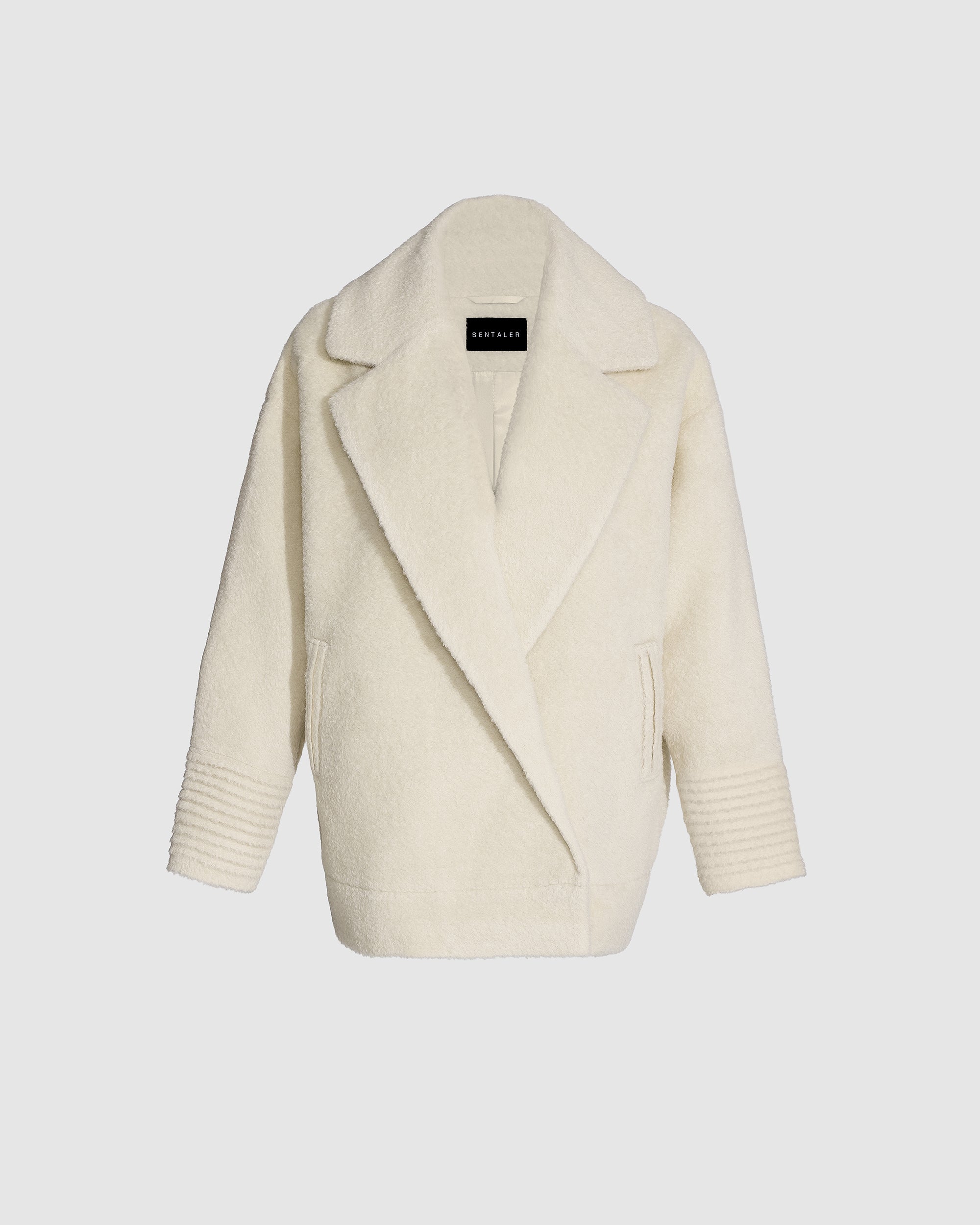 Bouclé Alpaca Aviator Ivory Jacket | SENTALER