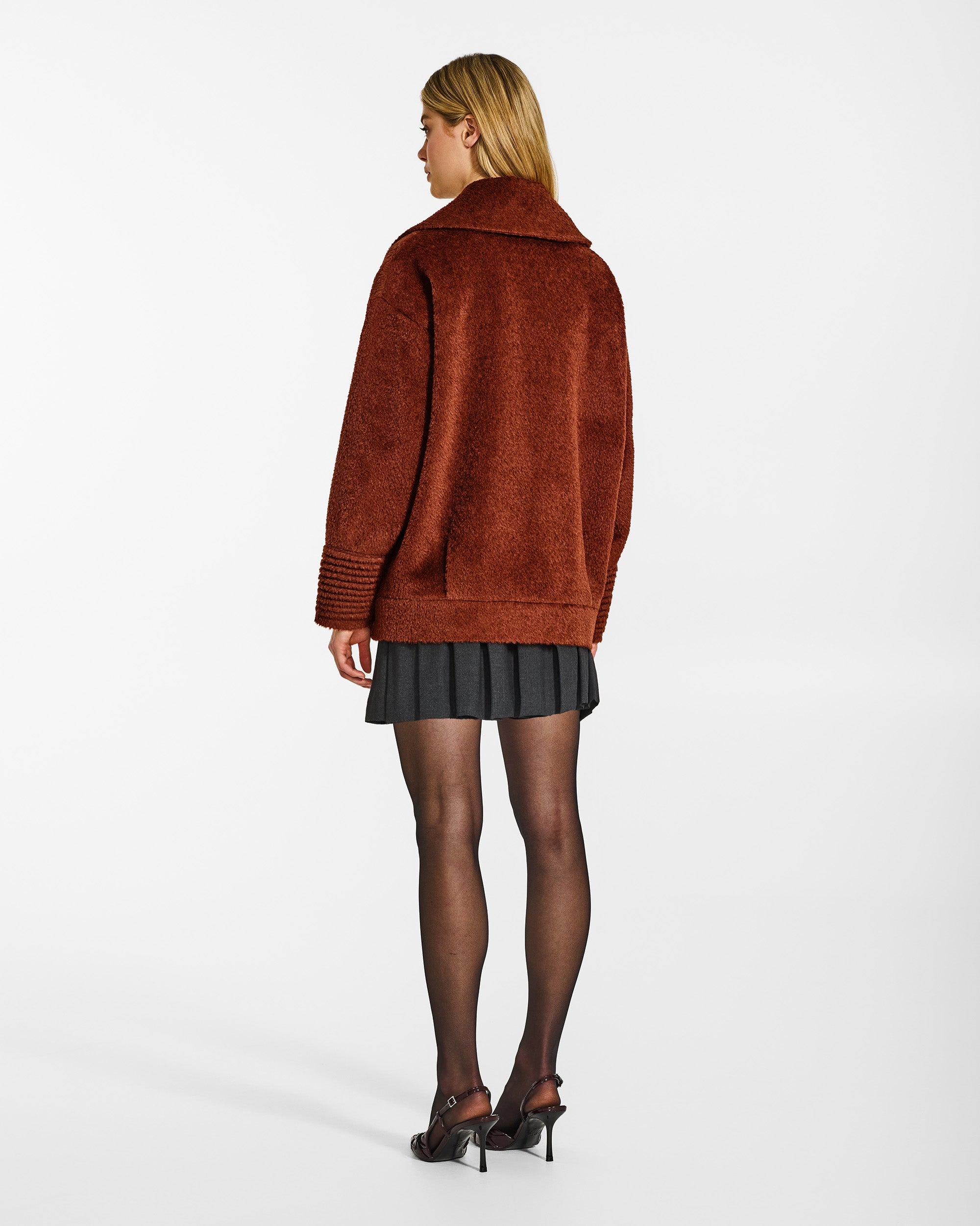 Bouclé Alpaca Aviator Rust Jacket | SENTALER