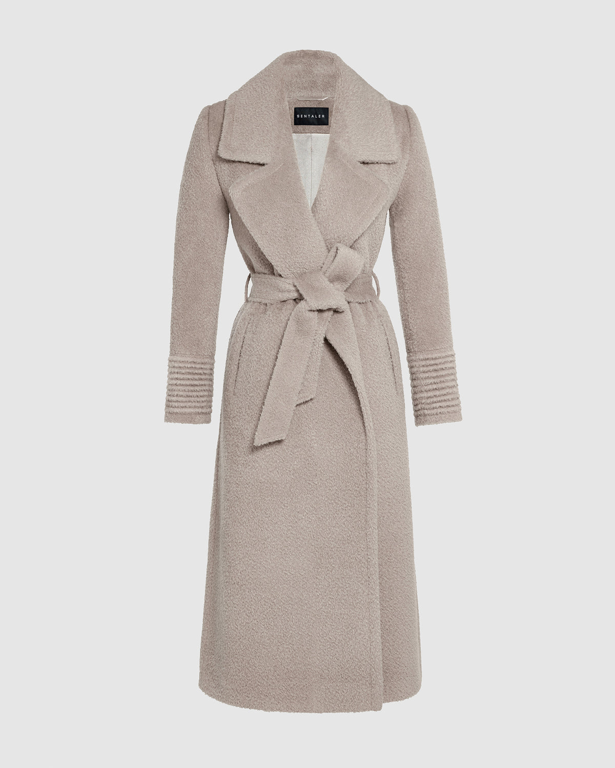Bouclé Alpaca Long Notched Collar Wrap Coat