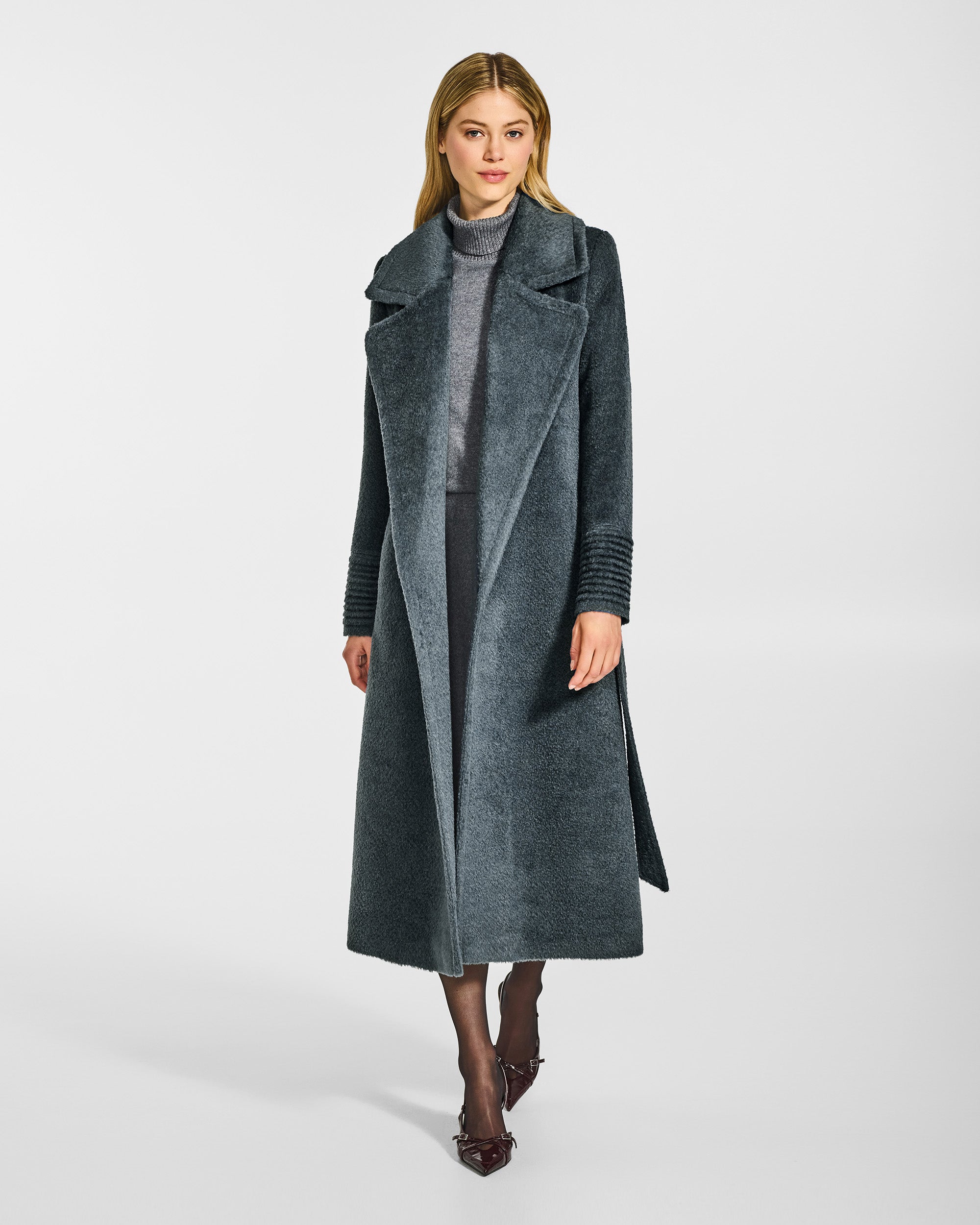ジャケット・アウター   Notched Collar Wrap Coat The Bouclé Long Notched Collar Wrap Coat | SENTALER Icon