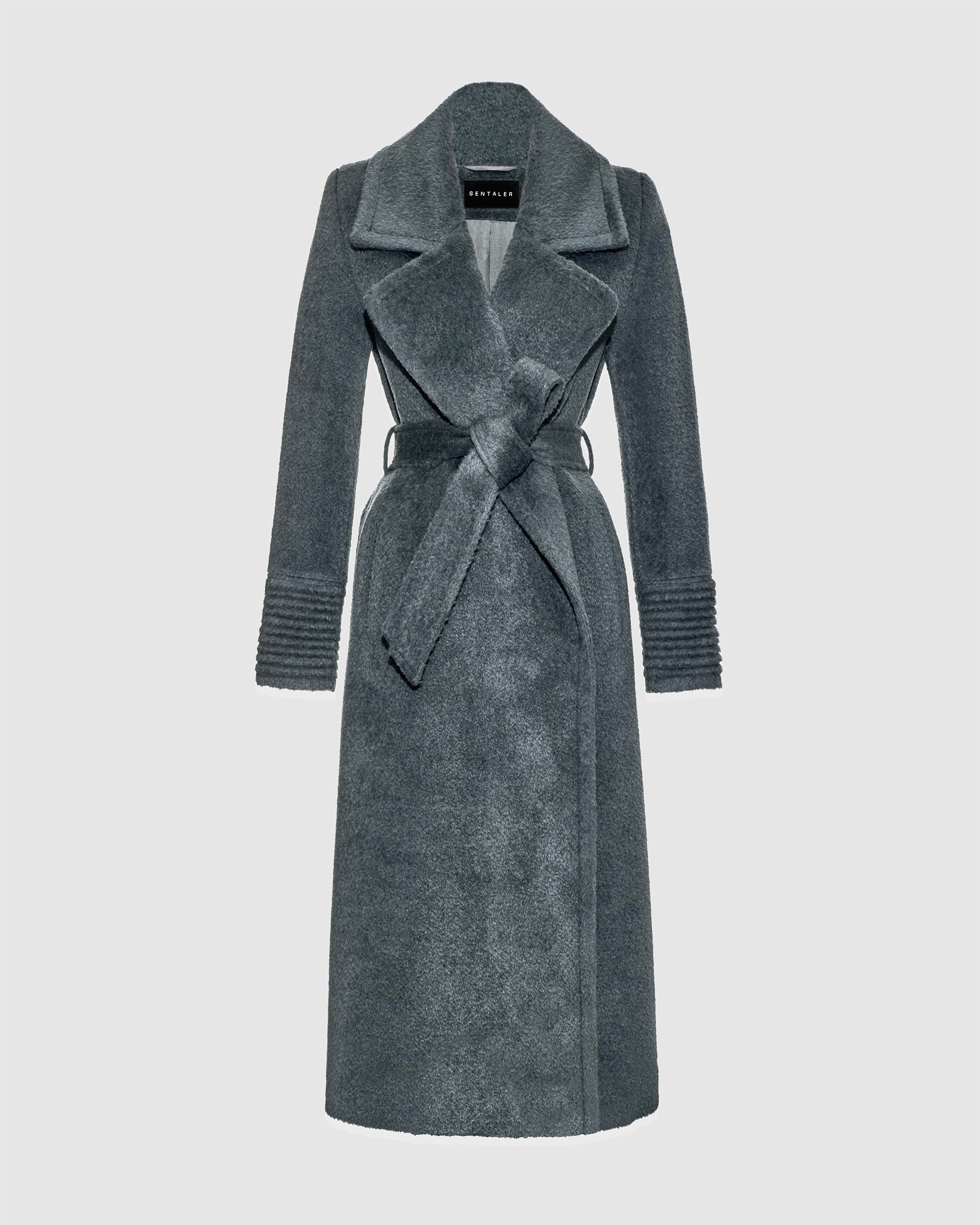 Alpaca Notched Collar Wrap Graphite Coat | SENTALER