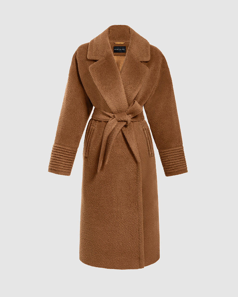 Alpaca Oversized Notched Collar Caramel Café Coat | SENTALER