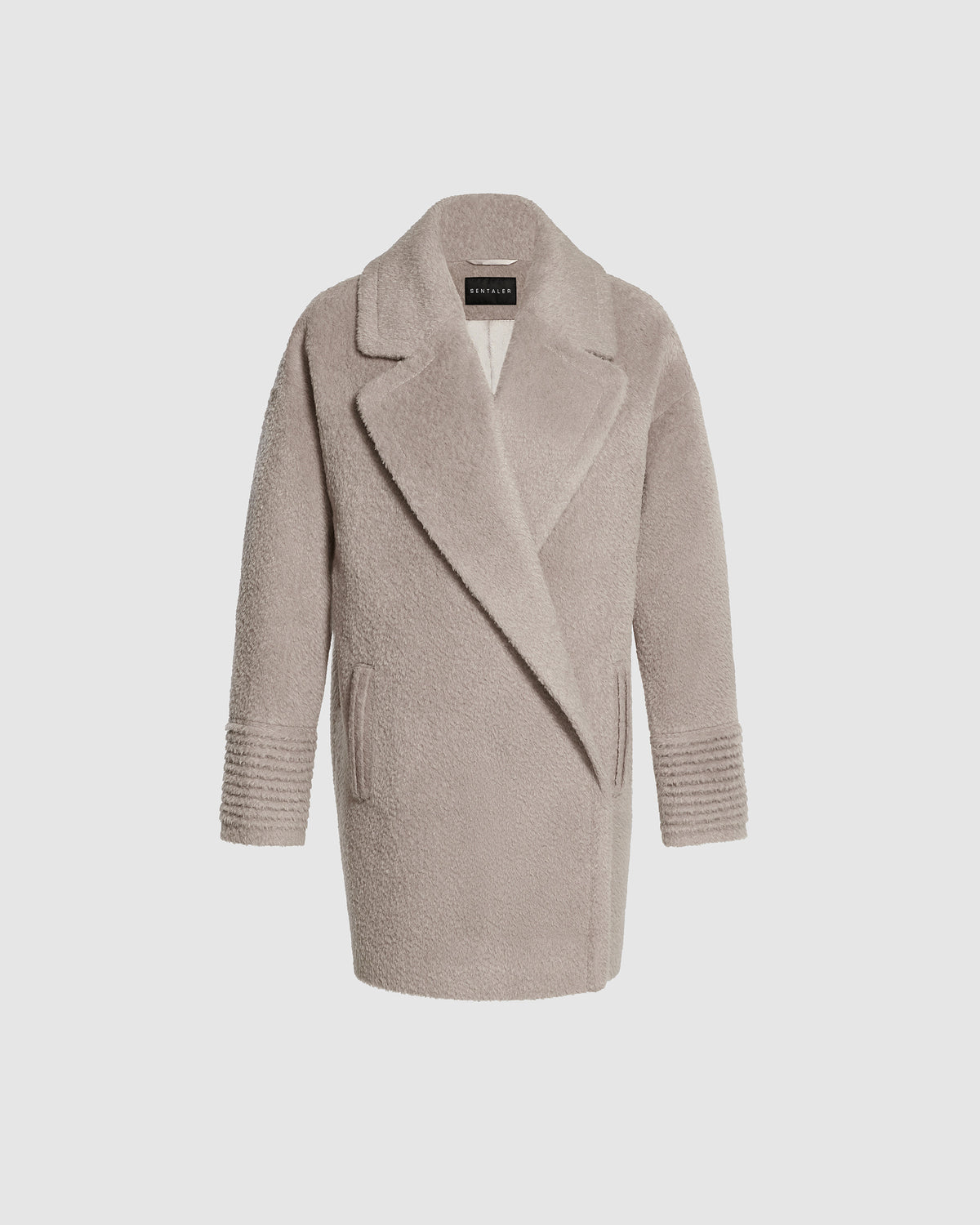 Bouclé Alpaca Mid Length Oversized Notched Collar Coat