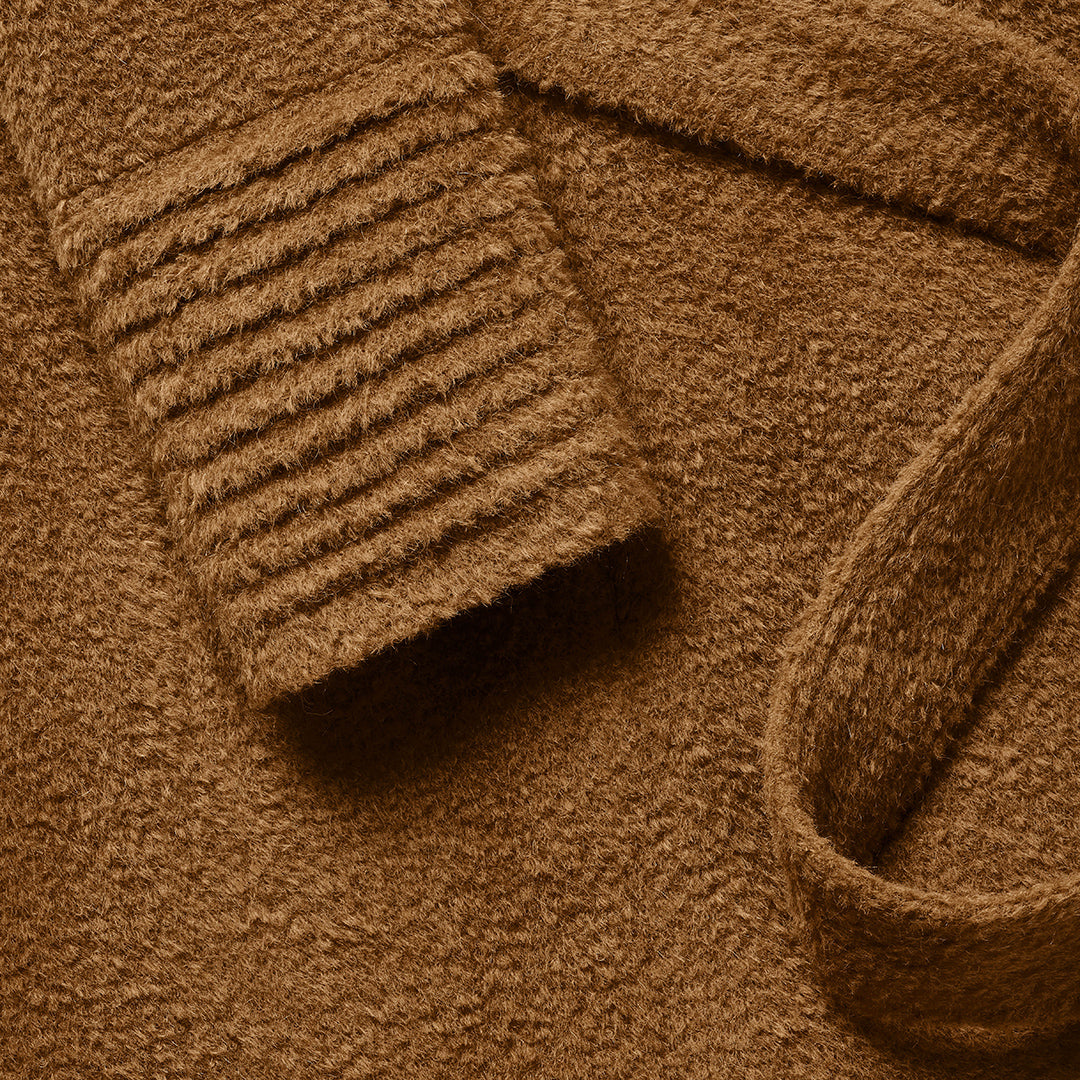 Alpaca Oversized Notched Collar Caramel Café Coat | SENTALER Alpaca Oversized Notched Collar Caramel Café Coat | SENTALER