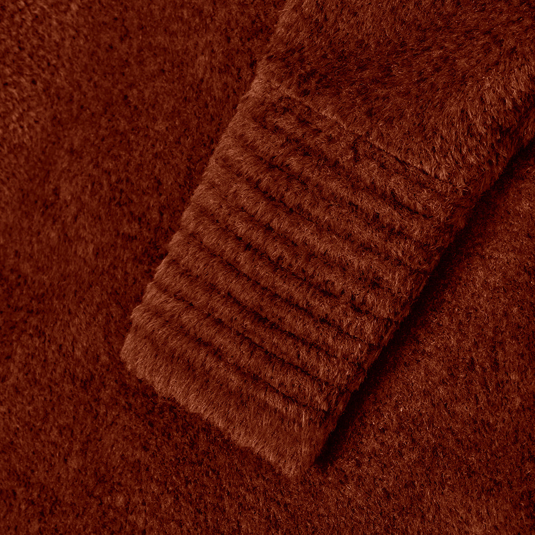 Sentaler Bouclé Alpaca Rust fabric swatch close up.