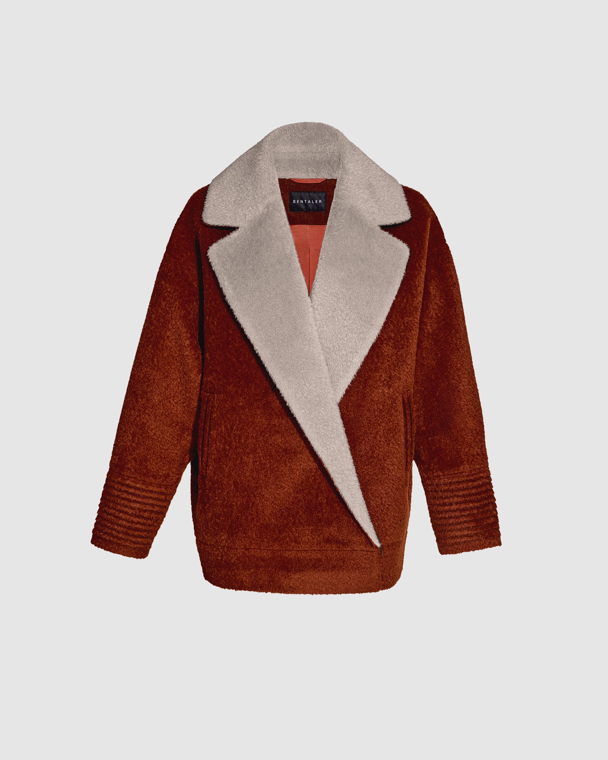 Bouclé Dropped Shoulder Aviator Jacket - Rust and Sand – SENTALER