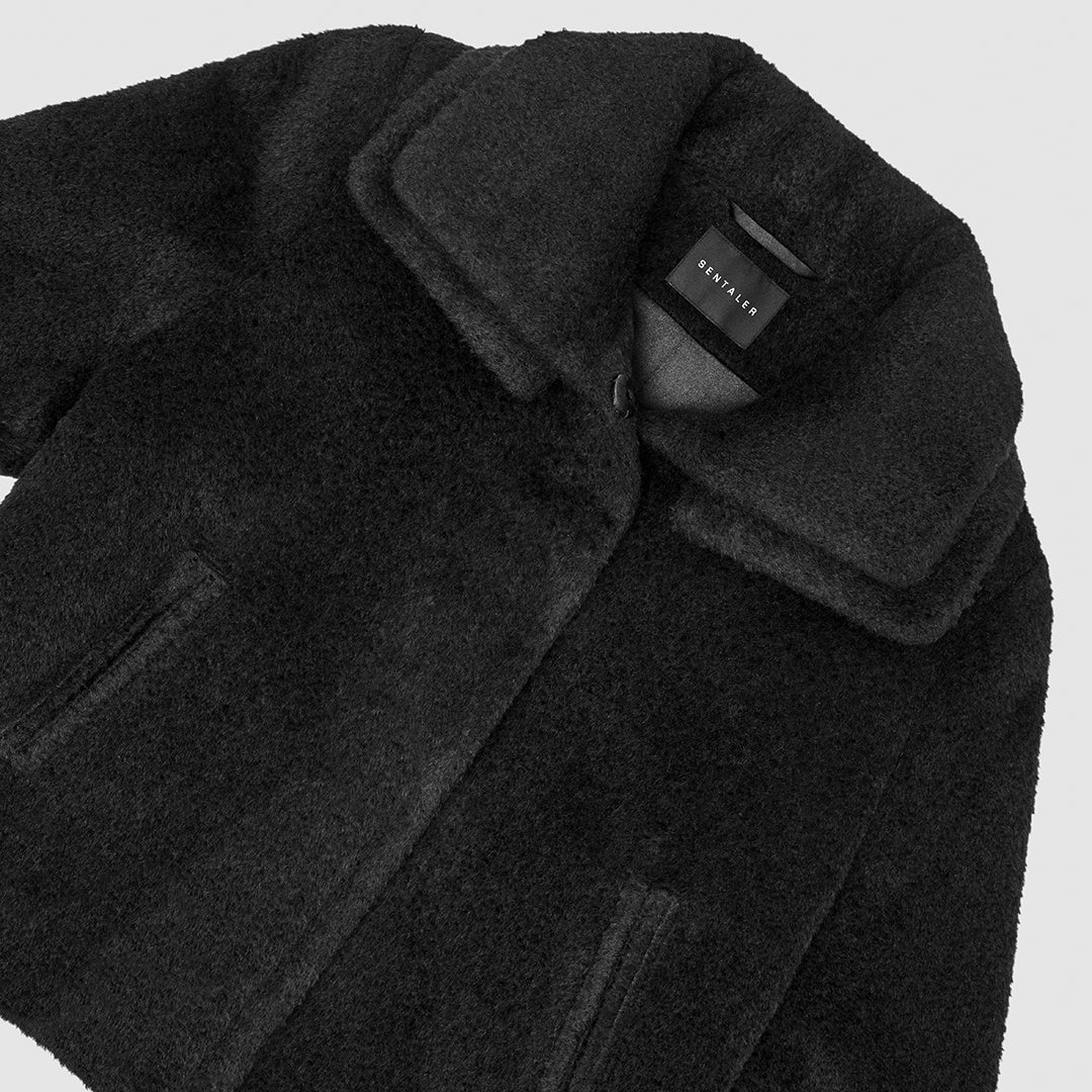 Boucle Alpaca Double Collar Moto Black Jacket SENTALER