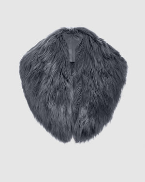 Sentaler mid grey alpaca shearling shawl collar for coats and blazers, displayed on a white background.