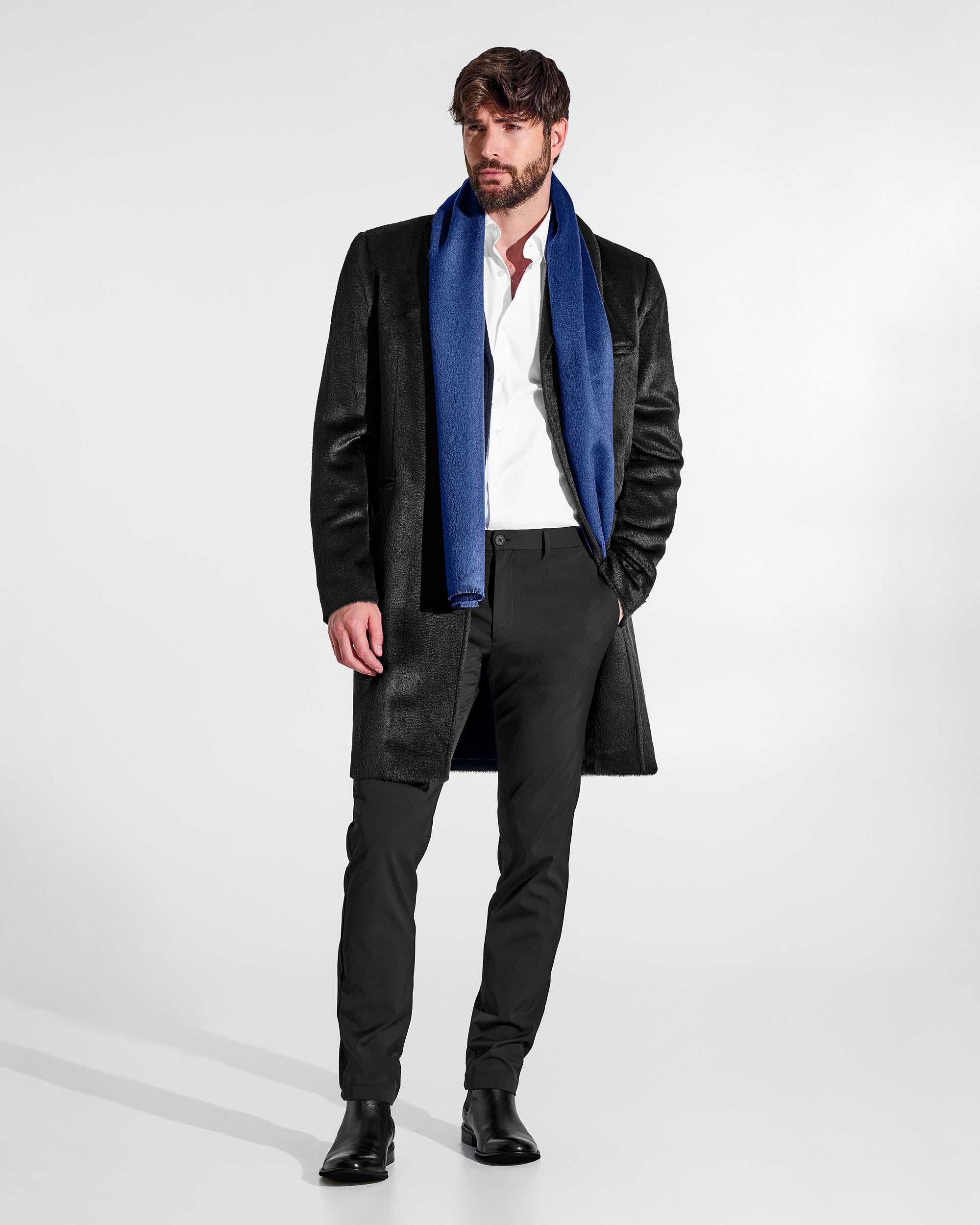 Suri Alpaca Double Sided Scarf - Black & Blue – SENTALER