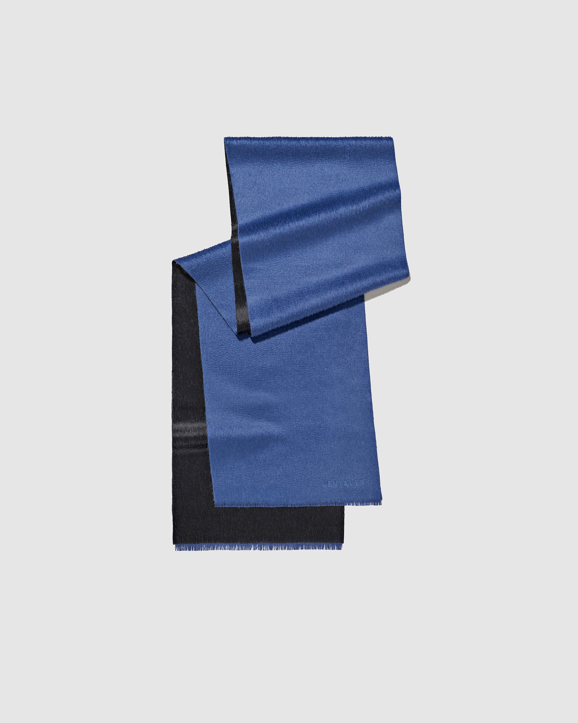Double Sided Suri Alpaca Black/Blue Scarf | SENTALER