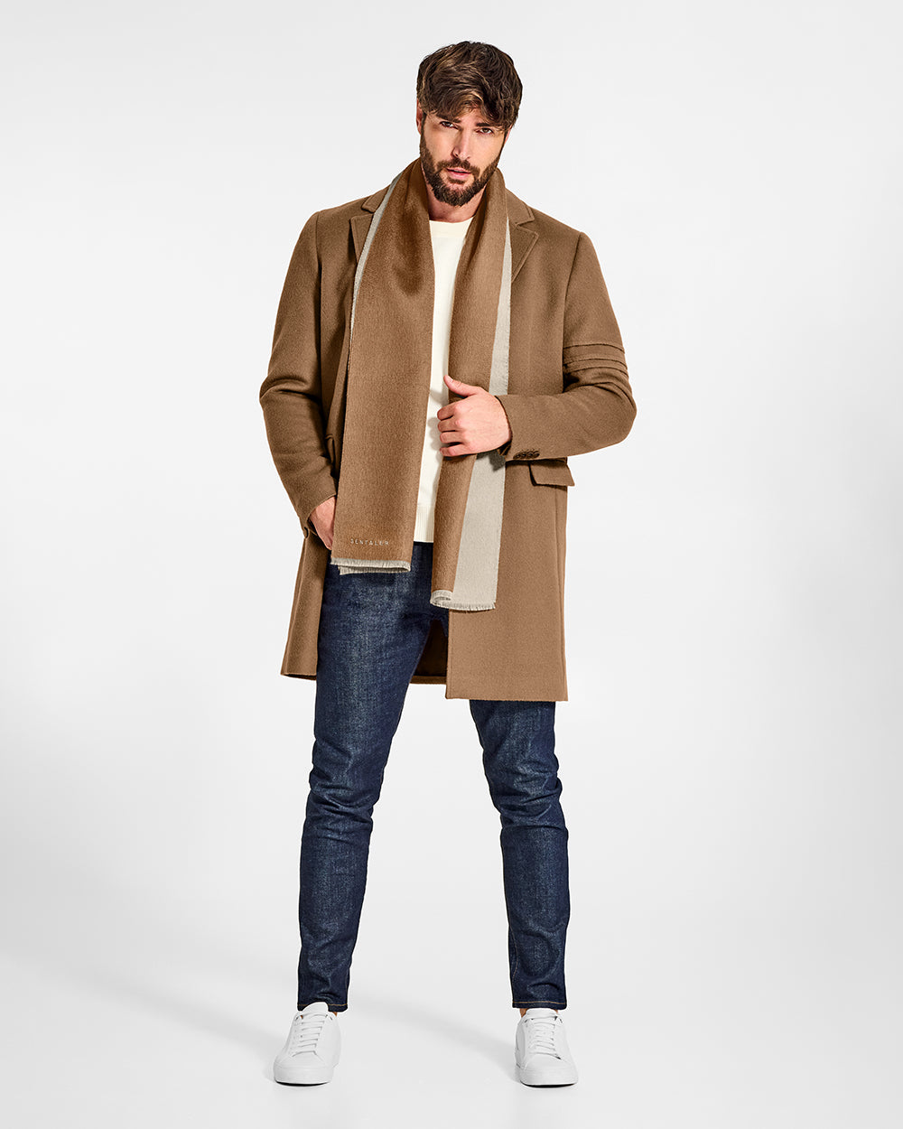 Men' shop Alpaca and Wool Scarf in Taupe