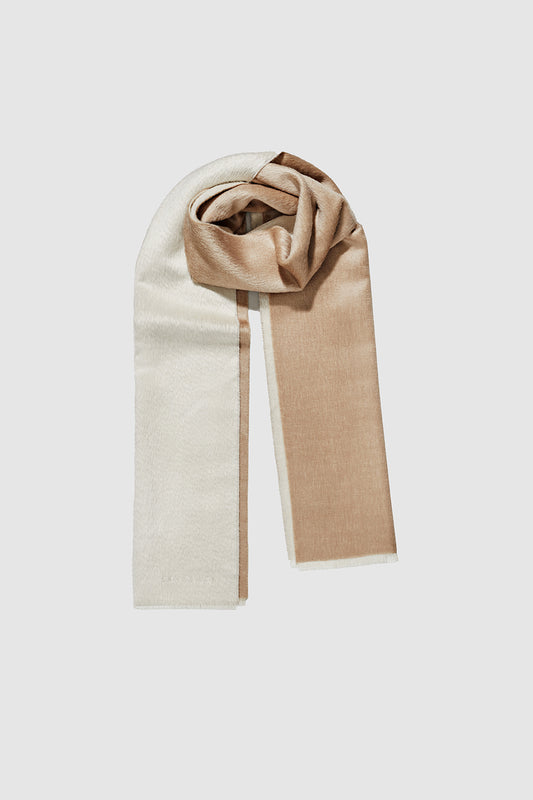 Double Sided Suri Alpaca Light Camel/Ivory Scarf | SENTALER