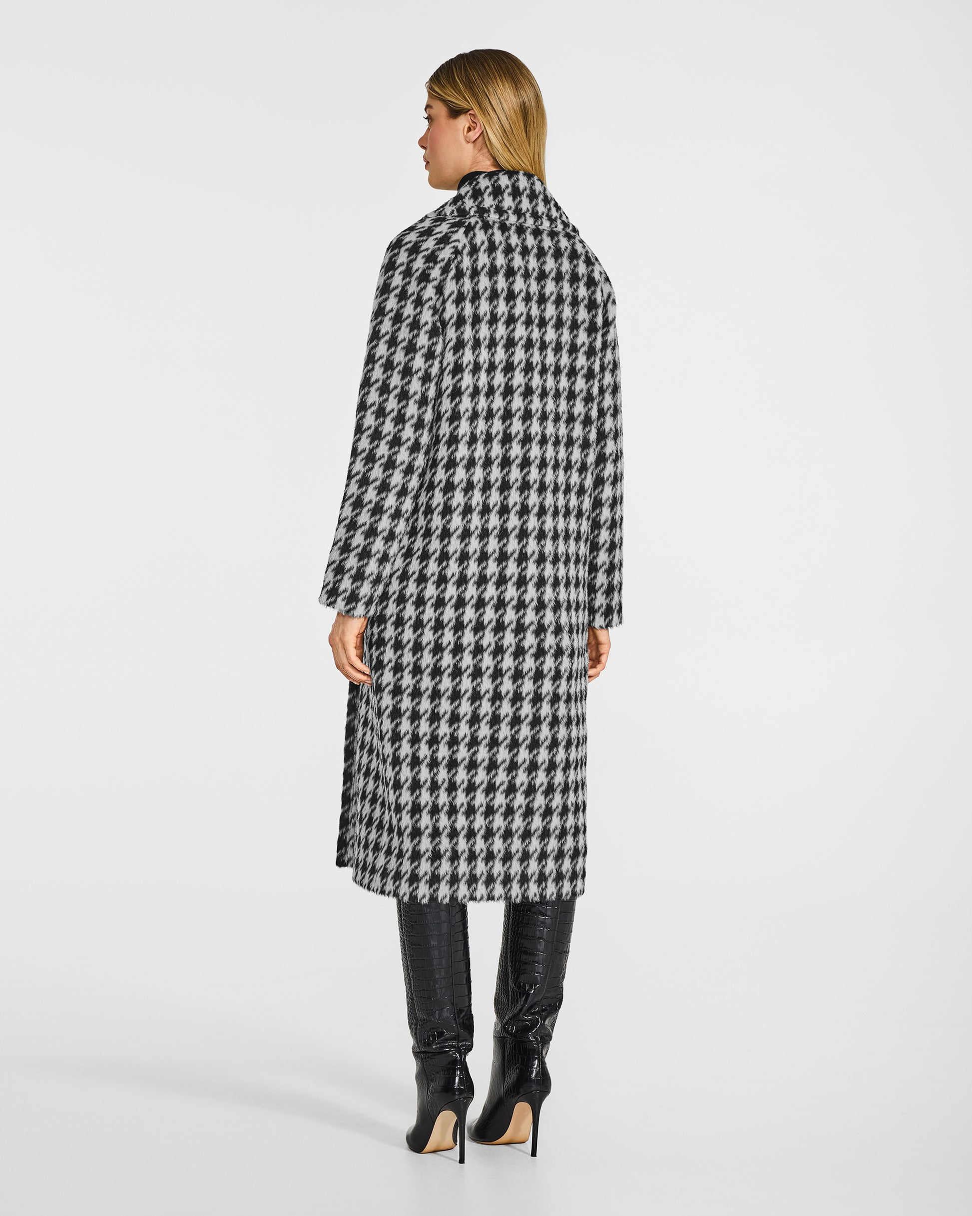 Suri Alpaca Long Raglan Sleeve Houndstooth Coat SENTALER