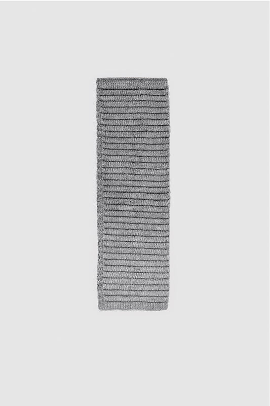 Sentaler Kids (1-5 Years) Ribbed Scarf featured in Baby Alpaca and available in Grey. Seen as off figure folded.