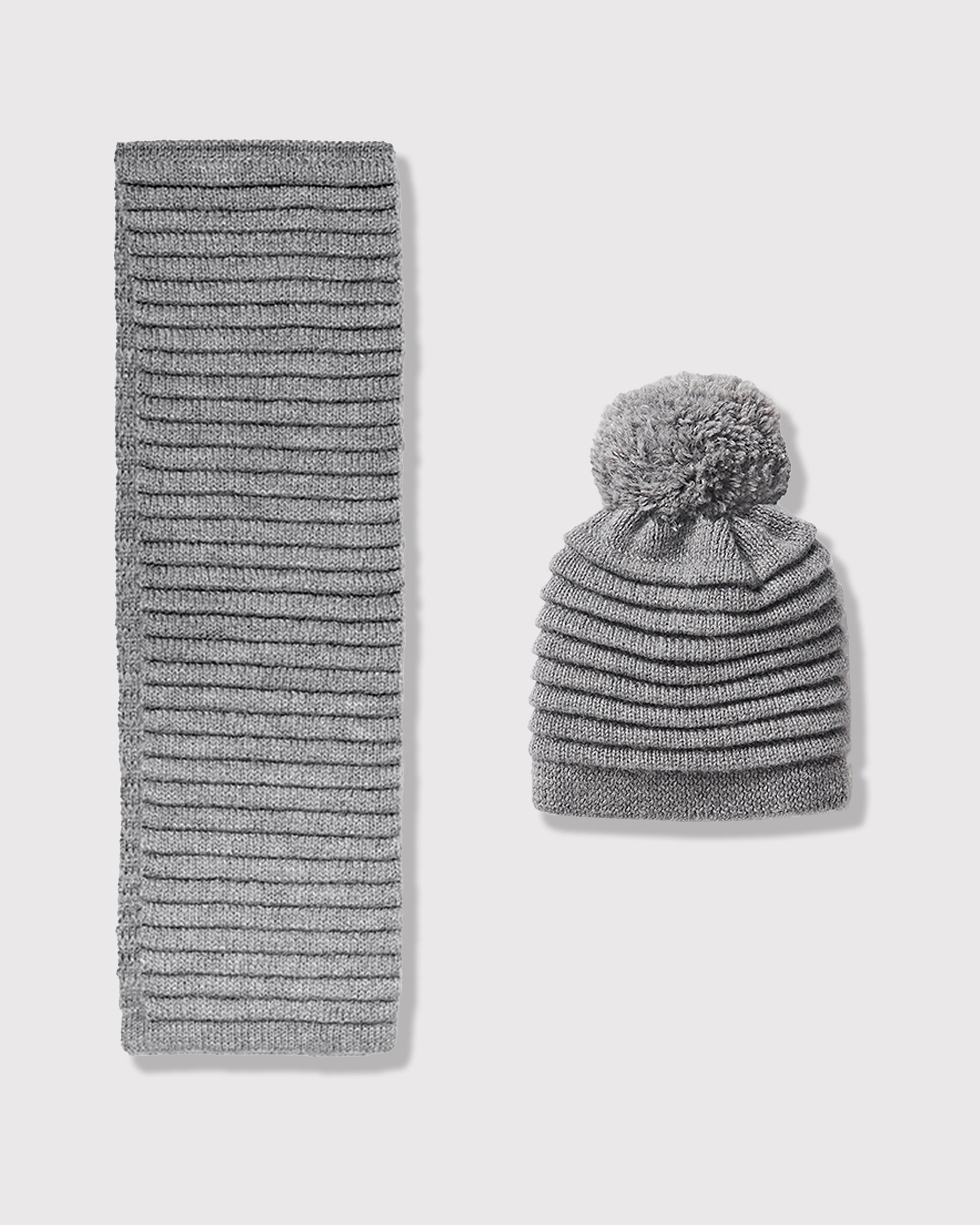 Kids Ribbed Grey Knit Accessory Set (1-5 Years) | SENTALER