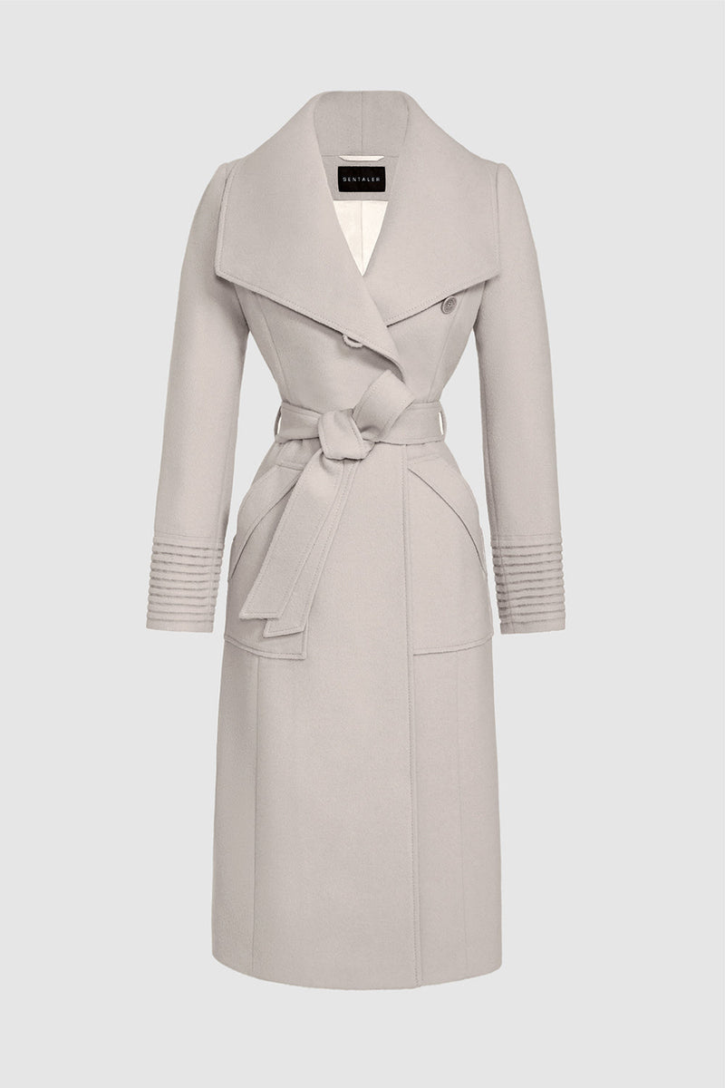 Long Wide Collar Wrap Bleeker Beige Coat | SENTALER